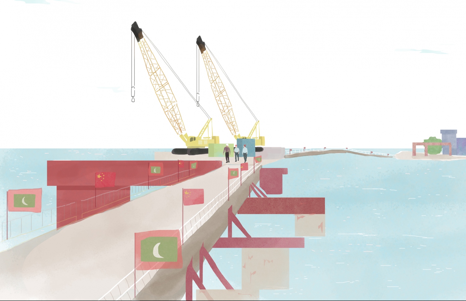 ބްރިޖްގެ އަމަލީ މަސައްކަތަށް ބޭނުންކުރަން މާލެ އާއި ހުޅުލެއާ ދެމެދު ދަގަނޑުން ފާލަމެއް އެޅި