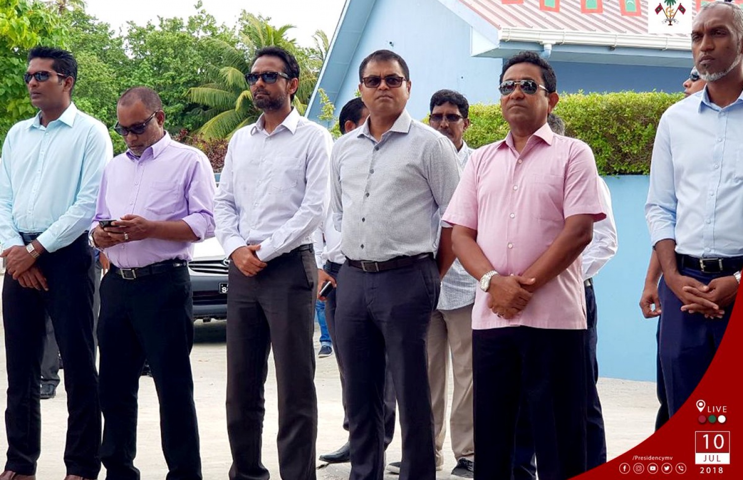 ރައީސް ޔާމީން އަދި ބައެއް ވަޒީރުން މިއަދު މ. މުލީގައި. - ފޮޓޯ: ރައީސް އޮފީސް