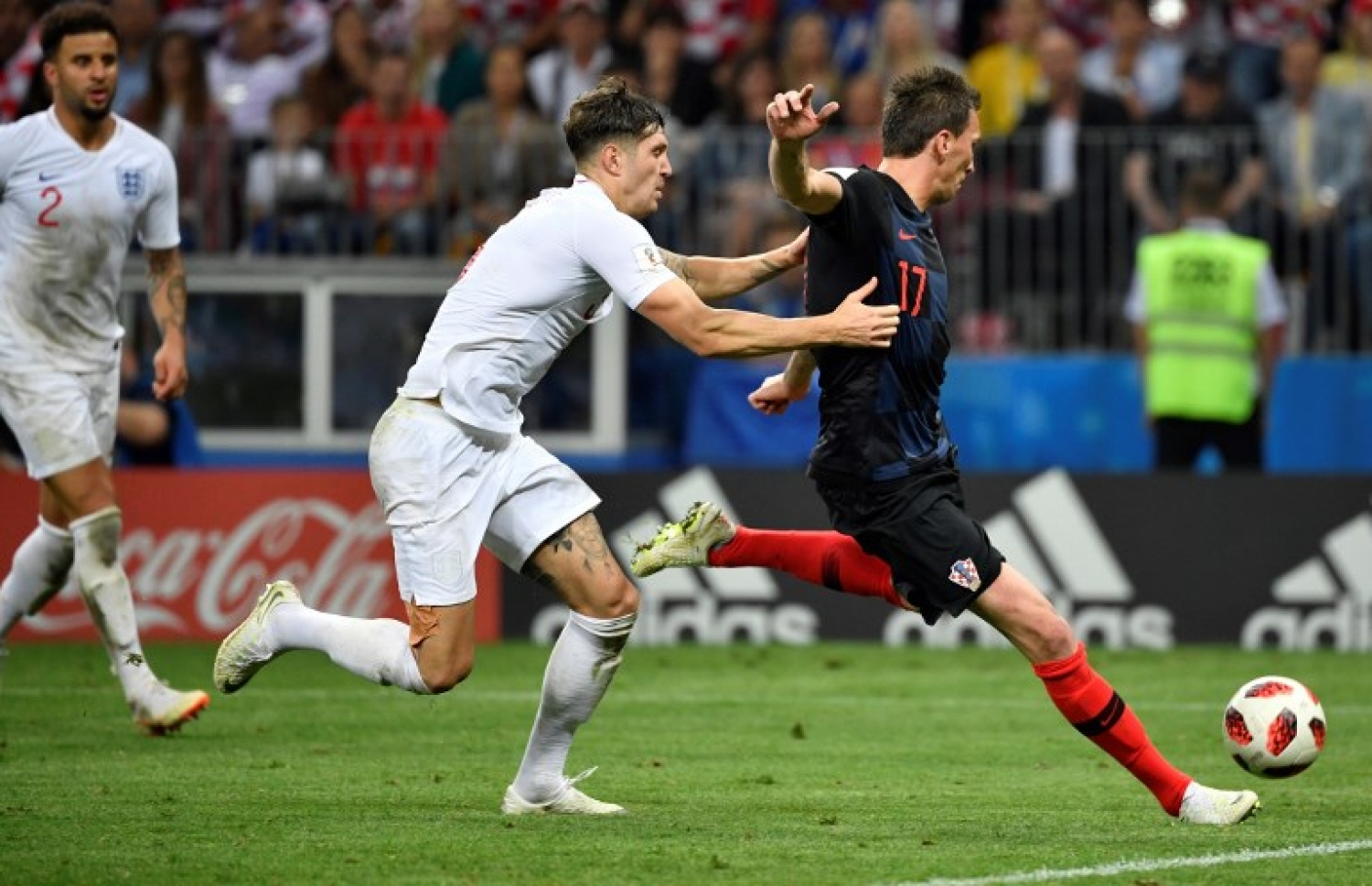 މޮސްކޯ: ޖުލައި 11، 2018: ވޯލްޑް ކަޕް ފުޓްބޯޅަ މުބާރާތުގައި އިންގްލެންޑް އާ ކްރޮއޭޝިއާ ކުޅުނު މެޗުގެ ތެރެއިން: އިންގްލެންޑް އަތުން 2-1 އިން މޮޅުވެ ކްރޮއޭޝިއާ ވޯލްޑް ކަޕު ފައިނަލުން ފުރަތަމަ ފަހަރަށް ވަނީ ޖާގަ ހޯދާފައި.-- ފޮޓޯ: އޭއެފްޕީ