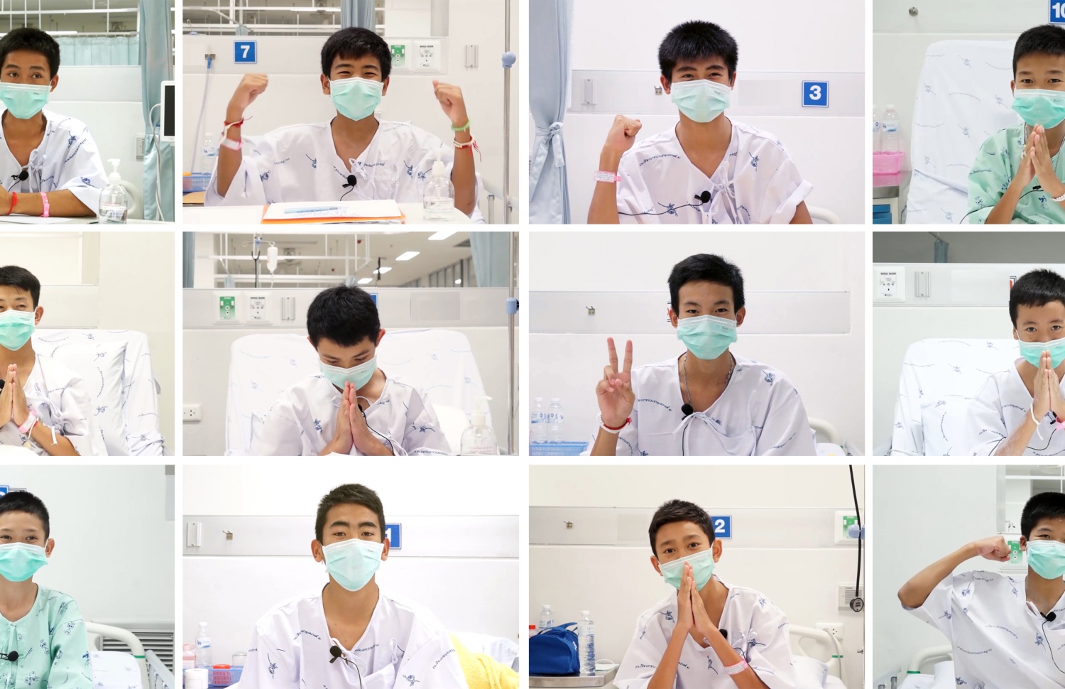 ހޮހަޅައިން ސަލާމަތް ކުރި 12 ކުދިން ހޮސްޕިޓަލްގައި. --ފޮޓޯ:ތައިލެންޑް ހެލްތު މިނިސްޓްރީ