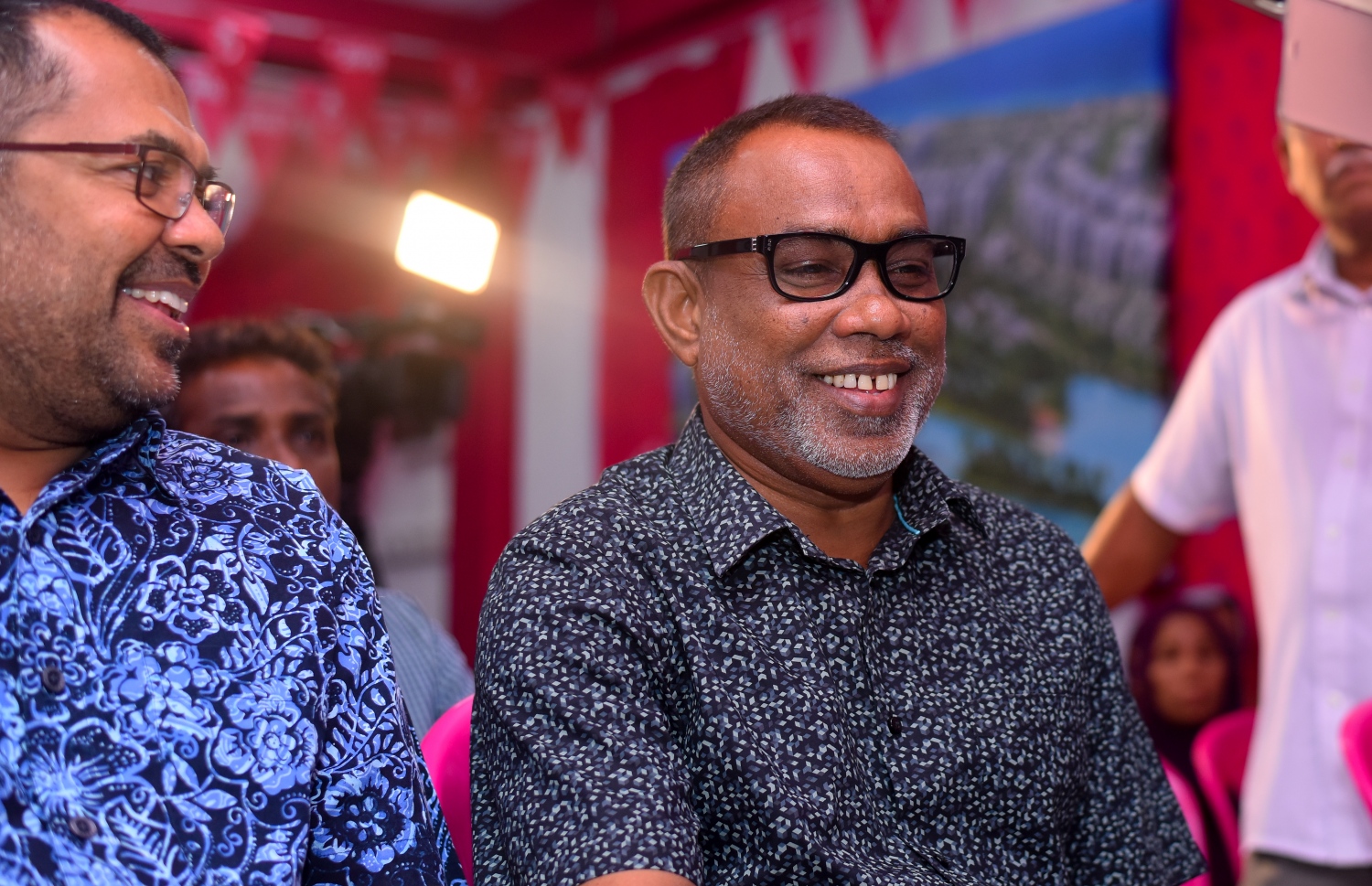 ޕީޕީއެމްގެ ޖަގަހަ ހުޅުވުމަށް ބޭއްވި ރަސްމިއްޔާތުގައި އަބްދުއްރަހީމް ބައިވެރިވެވަޑައިގަންނަވަނީ. - ފޮޓޯ: އަހުމަދު ނިޝާތު/ މިހާރު