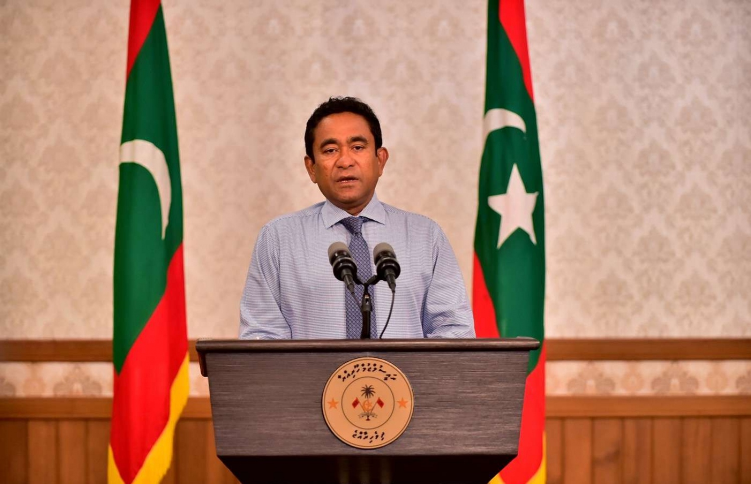 ރިޔާސީ އިންތިޚާބުގެ ނަތީޖާ ގަބޫލުފުޅު ކުރެއްވިކަން މިދިޔަ މަހުގެ 24 ގައި ރައީސް ޔާމީން އިއުލާން ކުރައްވަނީ.---ފޮޓޯ: ރައީސް އޮފީސް