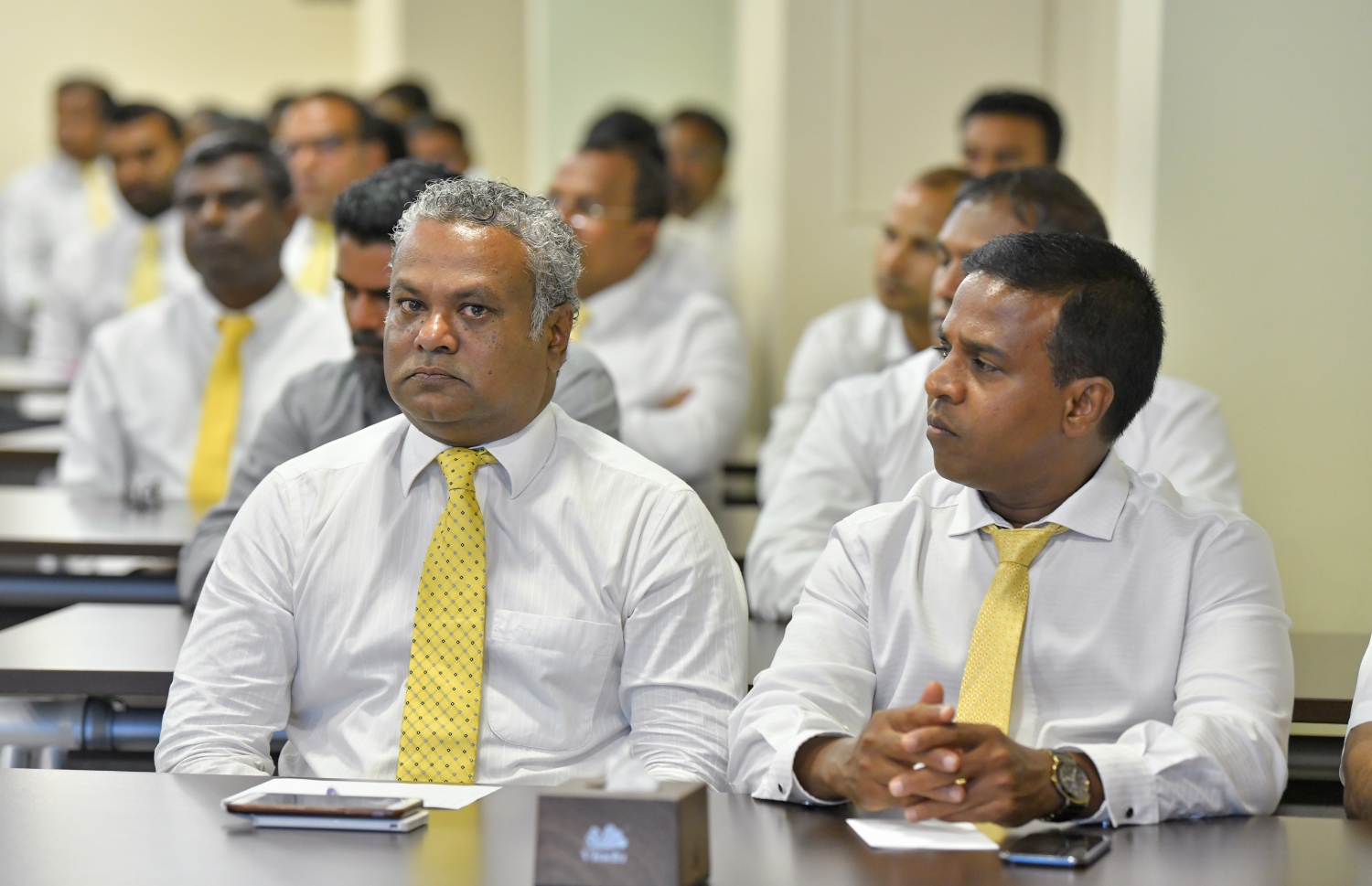 މާލެ: ސެޕްޓެމްބަރު 25، 2018: ޗަމްޕާގައި ބޭއްވި އެމްޑީޕީގެ ގައުމީ މަޖިލީހުގައި އެޕާޓީގެ ބައެއް މެމްބަރުން ބައިވެރިވަނީ.-- ފޮޓޯ: ނިޝާން އަލީ /މިހާރު