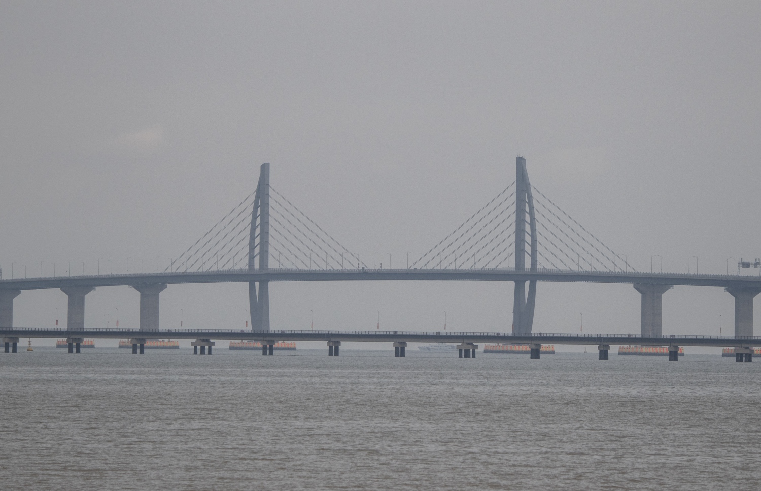 ހޮންކޮން-ޒުހައި-މަކާއޫ ބްރިޖުގެ މަންޒަރެއް. --ފޮޓޯ:އޭއެފްޕީ