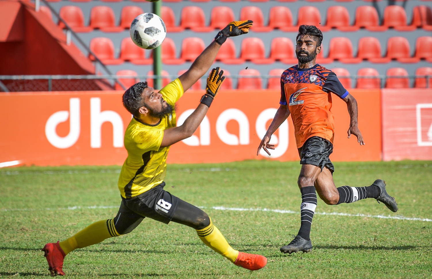 2018 ވަނަ އަހަރުގެ ޕްރިމިއާ ލީގުގައި ގްރީން ސްޓްރީޓްސް ކޮޅަށް ރިޒޭ ގޯލު ޖަހަނީ،-- މިހާރު ފައިލް ފޮޓޯ: ނިޝާން އަލީ