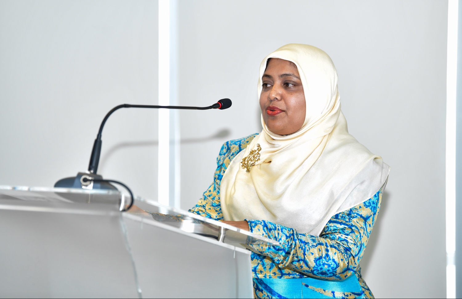 ޖީއީއެފް-އެސްޖީޕީގެ ނެޝެނަލް ކޯޑިނޭޓަ ފާތިމަތު ސައީދާ ވާހަކަ ދައްކަވަނީ | ފޮޓޯ: ހުސެން ވަހީދު / މިހާރު