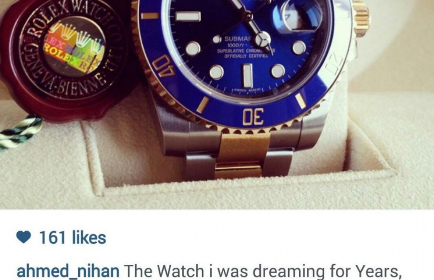 ނިހާންގެ އަގު ބޮޑު ގަޑިއެއް އޭނާ އިންސްޓަގްރާމުގައި