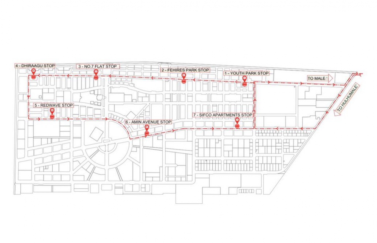 ހުޅުމާލޭގައި ބަސް ސްޓޮޕްތައް ހަދާފައިވާ ތަންތަން: --ފޮޓޯ/އެޗްޑީސީ