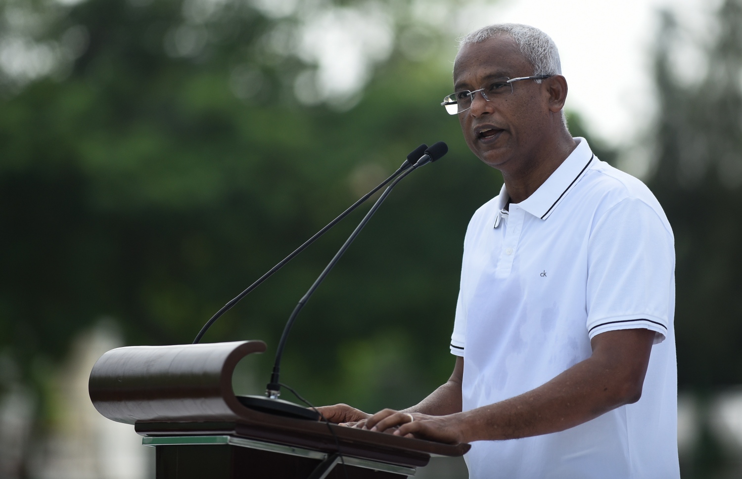 މާލެ: ޑިސެމްބަރު 8، 2018- މި ސަރުކާރުގެ ފުރަތަމަ 100 ދުވަހުގެ ތެރޭގައި ހިމެނޭ، މުޅި ރާއްޖެ ސާފުކުރުމުގެ ޕްރޮގްރާމް ރަސްމީކޮށް ފައްޓަވައި ދެއްވުމުގެ ކުރިން، ރައީސް އިބްރާހިމް މުހައްމަދު ސޯލިހް ވާހަކަފުޅު ދައްކަވަނީ.---ފޮޓޯ: އަހުމަދު ނިޝާތު/މިހާރު