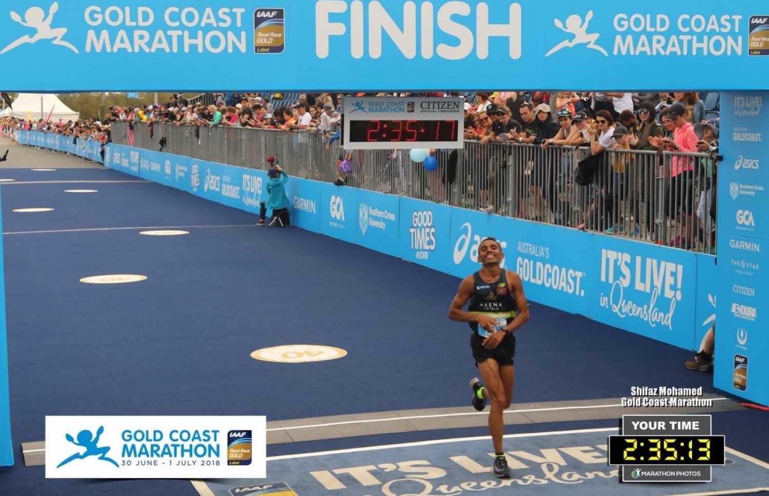 ޝިފާޒް ގޯލްޑްކޯސްޓް މެރެތަން ނިންމަނީ.