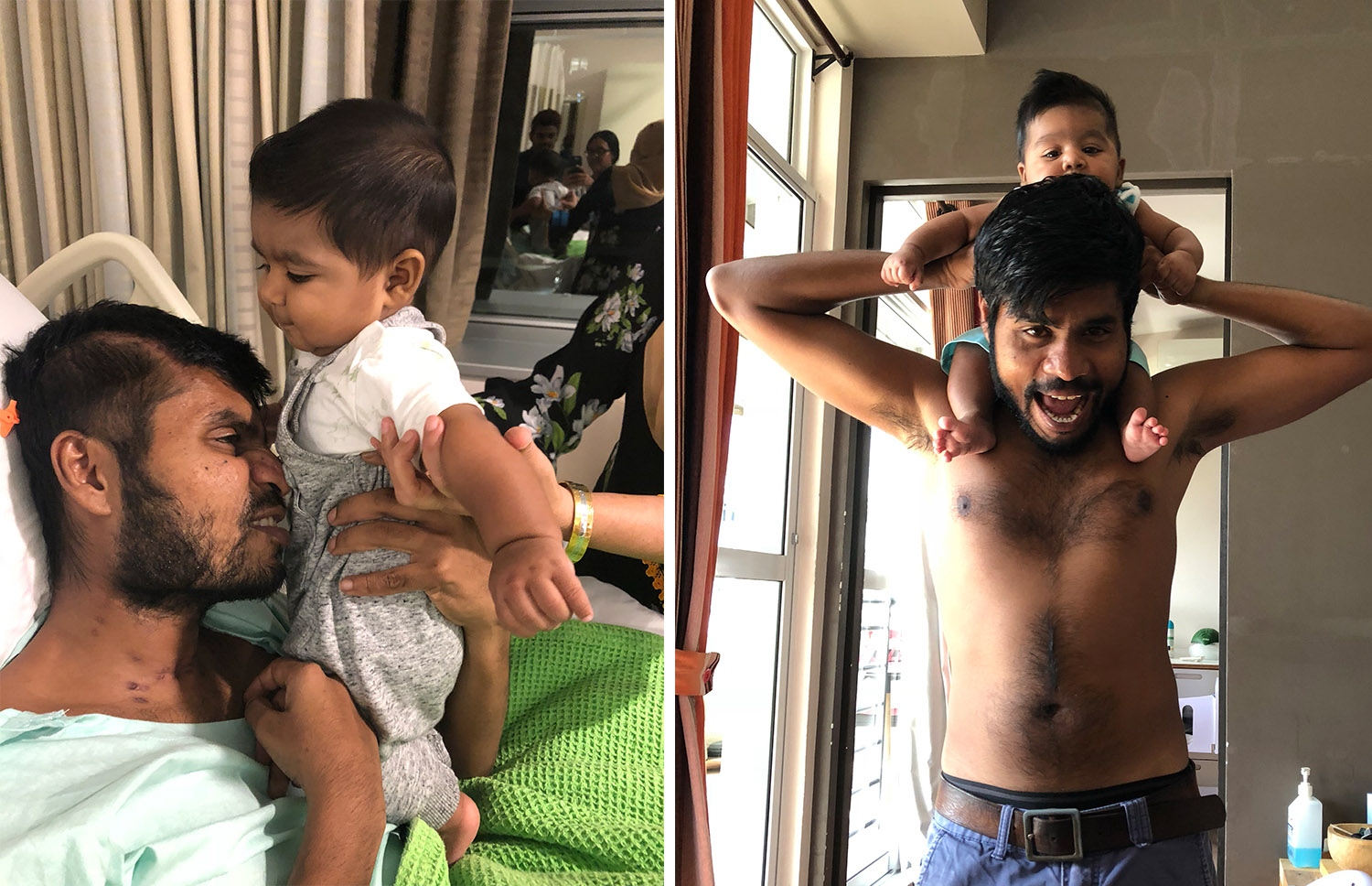 އުމަރު އޭނާގެ ދަރިފުޅާ އެކު، އެކްސިޑެންޓުގެ ކުރިން (ކ) އަދި ފަހުން