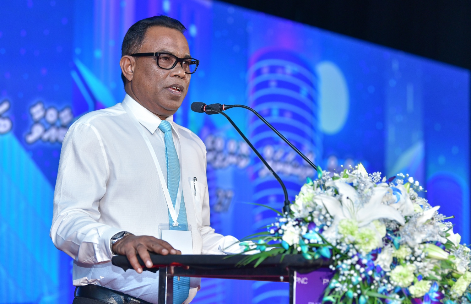 މާލެ: ޖެނުއަރީ 27، 2019- ޕީޕަލްސް ނެޝެނަލް ކޮންގްރެސް (ޕީއެންސީ) ގެ ވަގުތީ ރައީސް އަބްދުއްރަހީމް އަބްދުﷲ ވާހަކަ ދައްކަވަނީ: އެ ޕާޓީ އުފެއްދުމުގެ ޖަލްސާ މިރޭ ވަނީ ބާއްވާފައި.---ފޮޓޯ: ނިޝާން އަލީ/މިހާރު