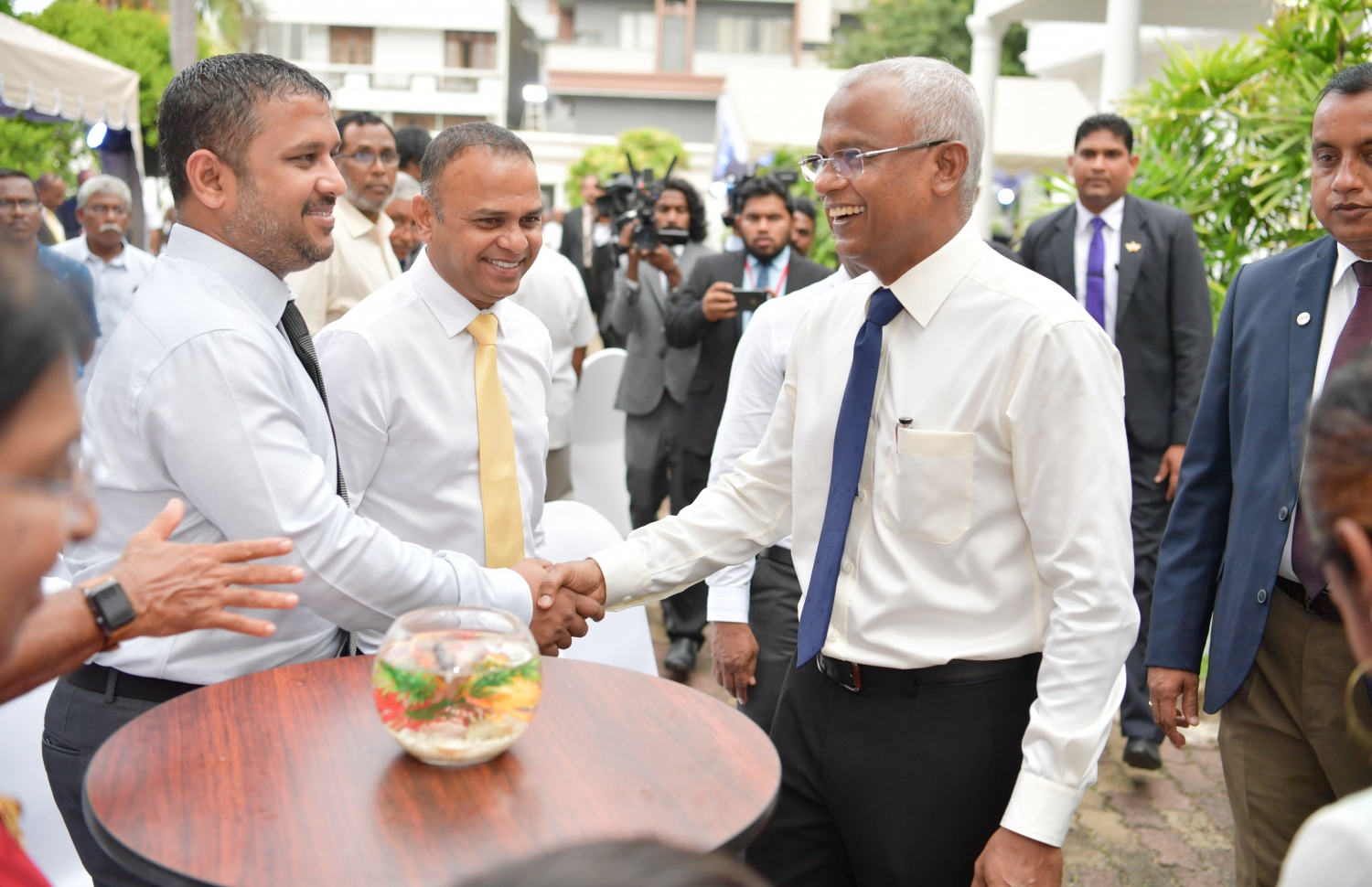 ކޮލަމްބޯ، ފެބްރުއަރީ 3، 2019: ސްރީ ލަންކާގައި އުޅޭ ދިވެހިންނާއި ރައީސް އިބްރާހިމް މުހައްމަދު ސޯލިހް މިއަދު ބައްދަލު ކުރައްވަނީ.  --ފޮޓޯ:ރައީސް އޮފީސް