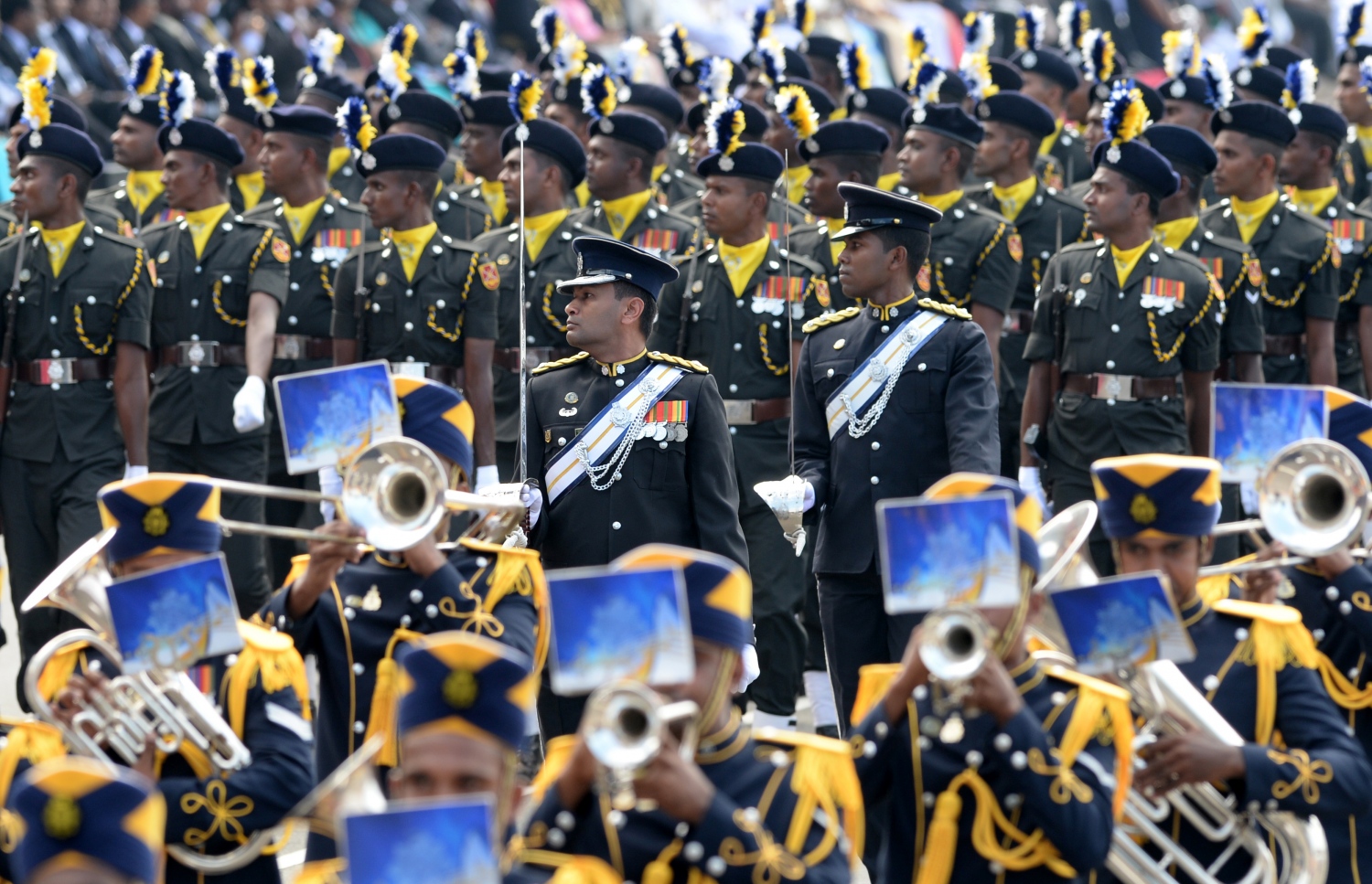 ކޮލަމްބޯ، ފެބްރުއަރީ 4، 2019: ސްރީ ލަންކާގެ 71 ވަނަ މިނިވަން ދުވަހުގެ އަސްކަރީ ޕެރޭޑް ކުރިއަށް ދަނީ. --ފޮޓޯ:އޭއެފްޕީ