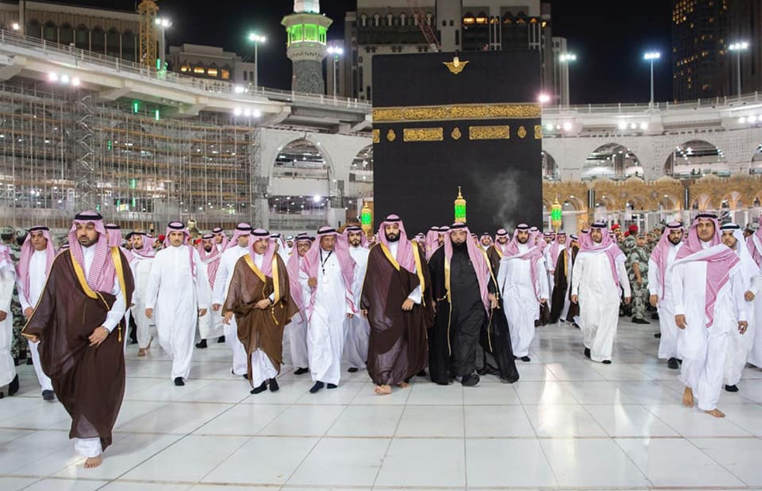 މައްކާ، ފެބްރުއަރީ 12، 2019: ޕްރިންސް މުހައްމަދު ބިން ސަލްމާން މައްކާގެ ހަރަމްފުޅުގައި.