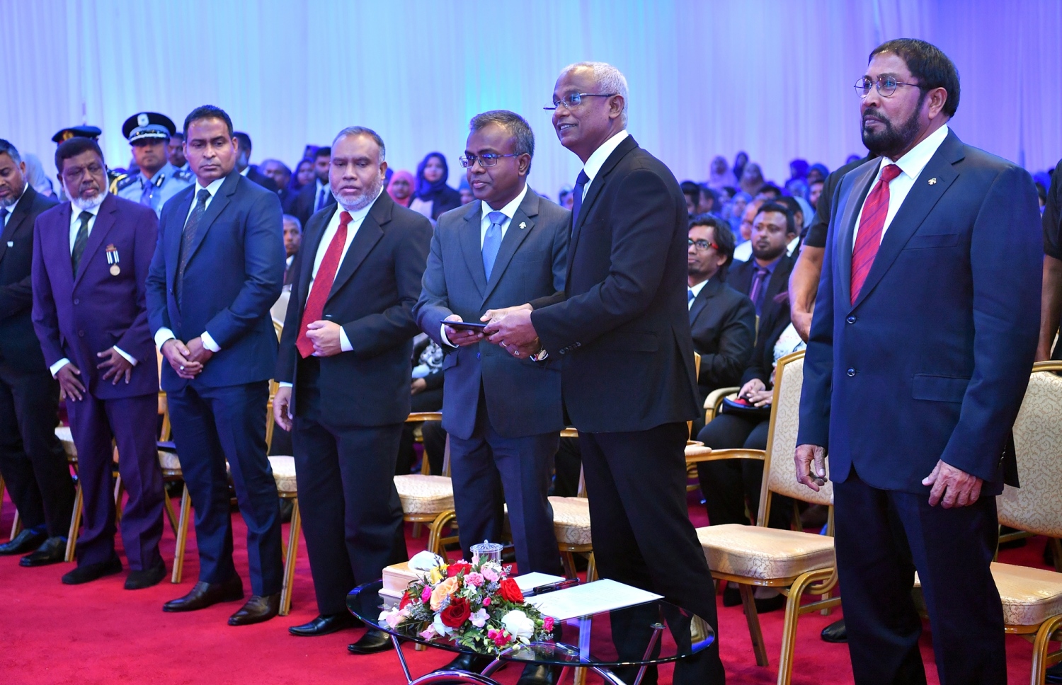 މާލެ- 18 ފެބުރުއަރީ 2019- ދަރުބާރުގޭގައި ރޭ ބޭއްވި ހާއްސަ ރަސްމިއްޔާތުގައި ރައީސް އިބްރާހިމް މުހައްމަދު ސޯލިހް، ޤަޞާއީ އަހަރު 2019 އިފްތިތާހްކޮށްދެއްވަނީ.--- ފޮޓޯ: ނިޝާން އަލީ/މިހާރު