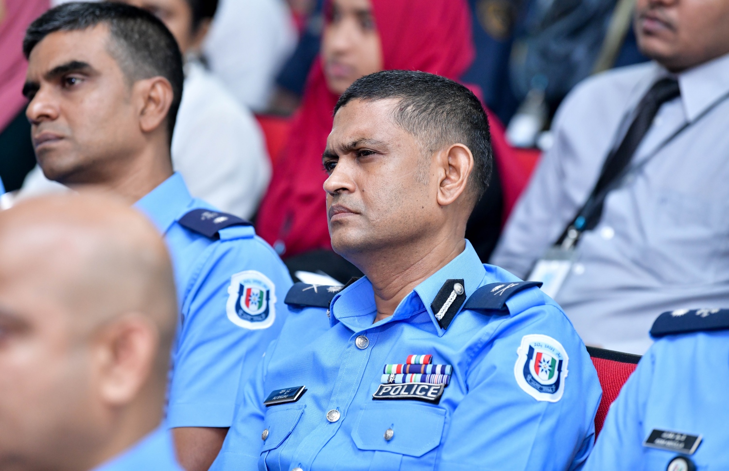 މާލެ: މާޗް 5، 2019- ފުލުހުންގެ މަސައްކަތްތައް އިސްލާހު ކުރުމަށްޓަކައި ބޭއްވި މަހާސިންތާ ފެށުމުގެ ރަސްމިއްޔާތުގެ ތެރެއިން.---ފޮޓޯ: އަހުމަދު ނިޝާތު/މިހާރު