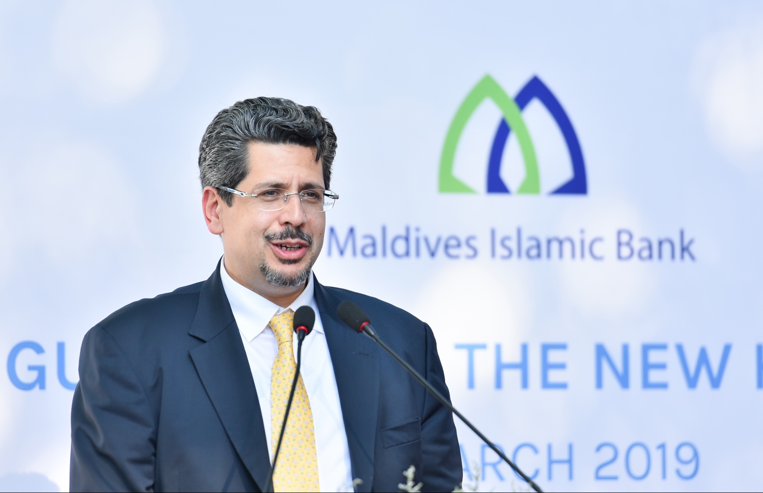 މާލެ: މާޗް 27، 2019- މޯލްޑިވްސް އިސްލާމިކް ބޭންކުގެ އާ ހެޑް އޮފީސް ހުޅުވުމުގެ ހަފްލާގައި އައިސީޑީގެ ސީއީއޯ އައިމަން އަމީން ސެޖިނީ ވާހަކަދައްކަވަނީ.---ފޮޓޯ: ހުސައިން ވަހީދު/މިހާރު