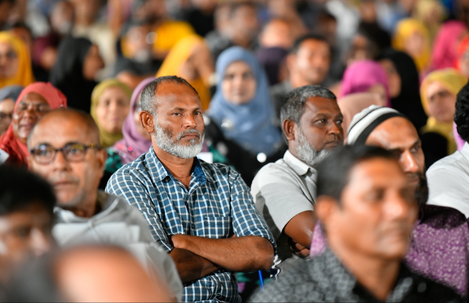 މާލެ: އެޕްރީލް 4، 2019- ސަރުކާރު ކޯލިޝަންގެ މައި ޕާޓީ، އެމްޑީޕީން މަޖިލީސް އިންތިޚާބަށް ކުރި "އެޖެންޑާ 19" ކެމްޕޭން ނިންމާލުމުގެ ގޮތުން ލޮނުޒިޔާރަތްކޮޅުގައި ބޭއްވި ޖަލްސާގެ ތެރެއިން.---ފޮޓޯ: ހުސައިން ވަހީދު/މިހާރު