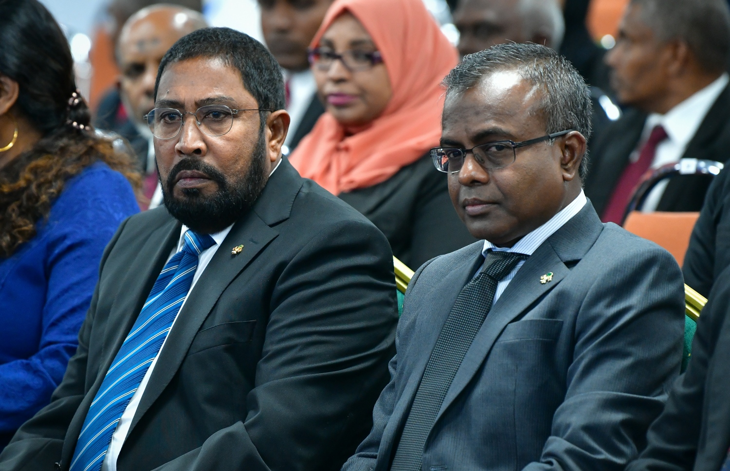 މާލެ: މޭ 1، 2019: ޝަރުއީ ދާއިރާ ތަރައްގީކޮށް، އިސްލާހު ކުރާނެ މަގުޗާޓު ނެރުމަށް އިސްލާމީ މަރުކަޒުގައި ބޭއްވި ރަސްމިއްޔާތެއްގައި ރައްޔިތުން މަޖިލީހުގެ ރައީސް ގާސިމް އިބްރާހިމް އާއި އުއްތަމަ ފަނޑިޔާރު ޑރ. އަހުމަދު އަބްދުﷲ ދީދީ ބައިވެރިވެ ވަޑައިގަންނަވަނީ.-- ފޮޓޯ: ނިޝާން އަލީ /މިހާރު