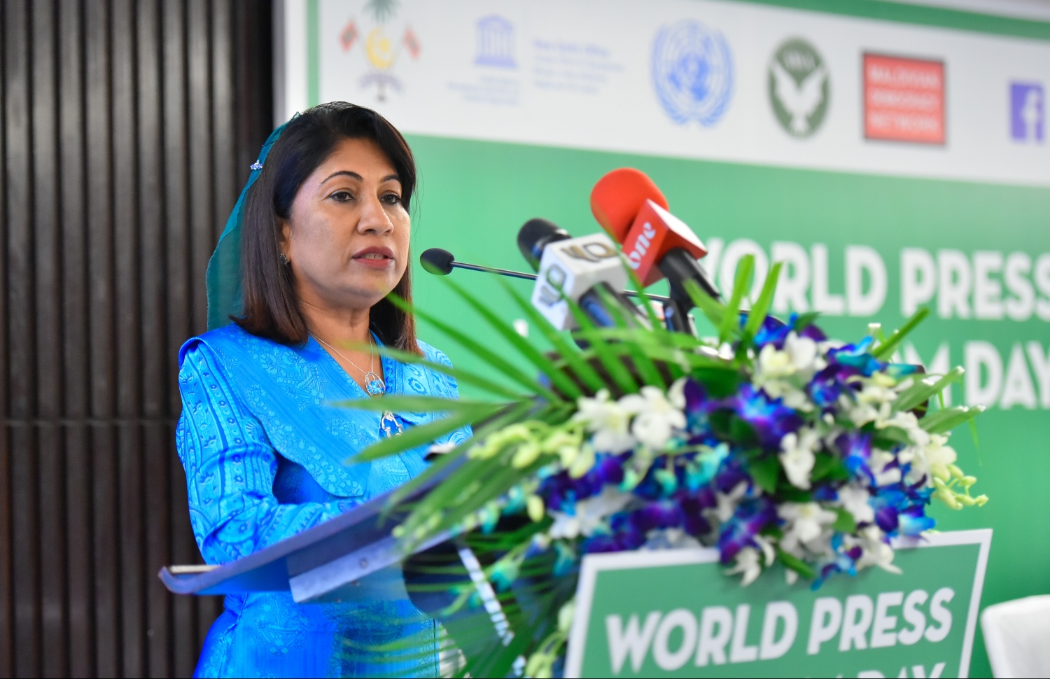 މާލެ- މޭ 2، 2019- މިއަހަރުގެ ނޫސްވެރިކަމުގެ މިނިވަންކަމުގެ ދުވަސް ފާހަގަކުރުމުގެ ގޮތުން ހޮޓެލް ޖެންގައި ބޭއްވި ރަސްމިއްޔާތުގައި ޑރ. މަރިޔަމް ޝަކީލާ ވާހަކަ ދައްކަވަނީ.--- ފޮޓޯ: ހުސައިން ވަހީދު/މިހާރު
