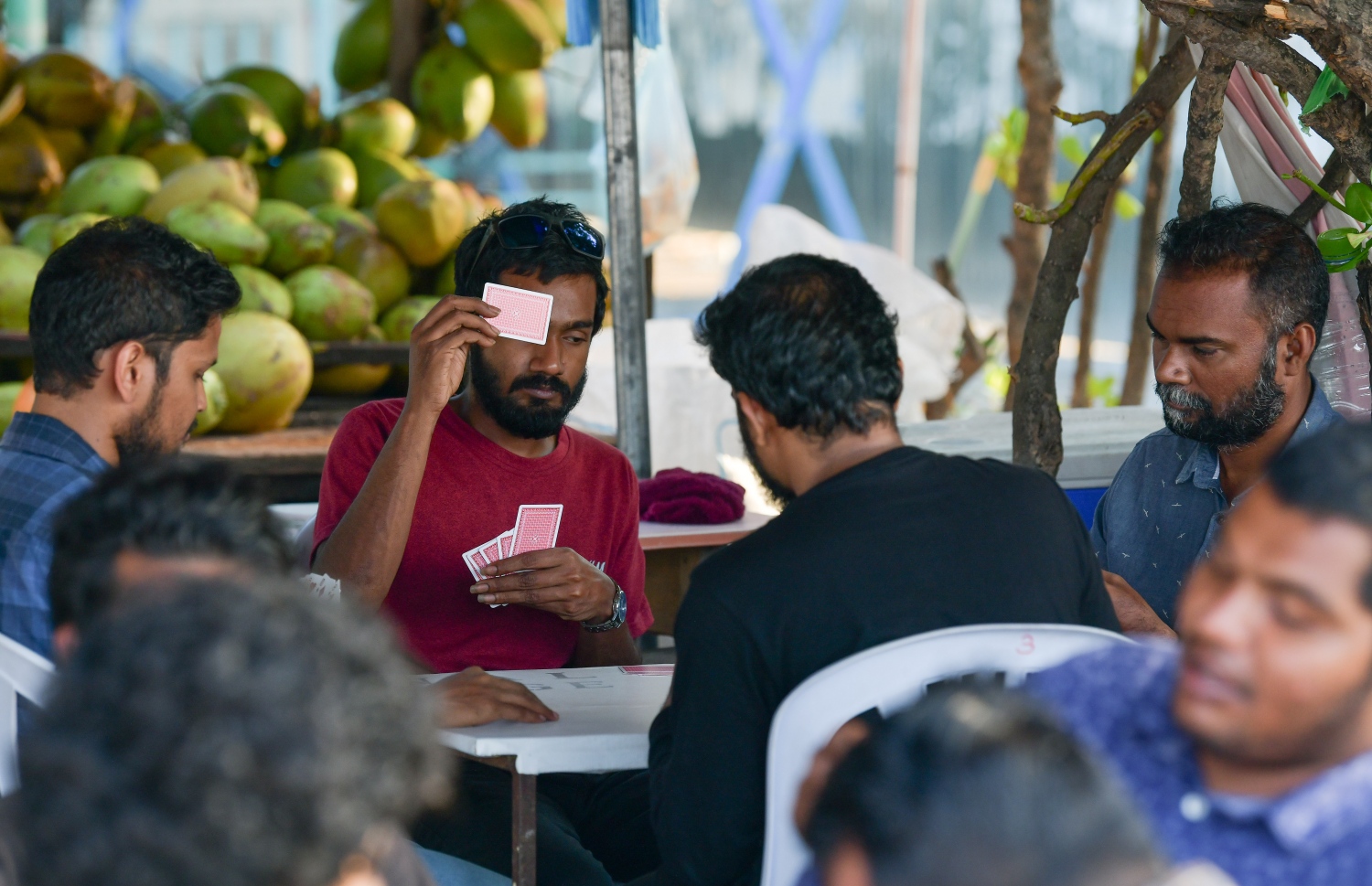 މާލެ: މޭ 9، 2019- މިއަދު ހަވީރު ރޯދަ ކުރުކޮށްލުމުގެ ގޮތުން މަސްވެރިންގެ ޕާކުގައި ބަޔަކު ތާސްބައި ކުޅެނީ.---ފޮޓޯ: ނިޝާން އަލީ/މިހާރު