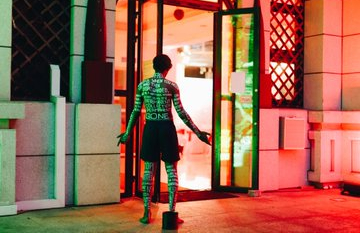 އާޓިސްޓުންގެ ޝަކުވާތައް ދައްކުވައިދޭ މީހެއް ނެޝަނަލް އާޓް ގެލަރީ ކުރިމަތީގަ -- ފޮޓޯ: ފައިން އާޓް މޯލްޑިވްސްގެ ޓްވިޓާ