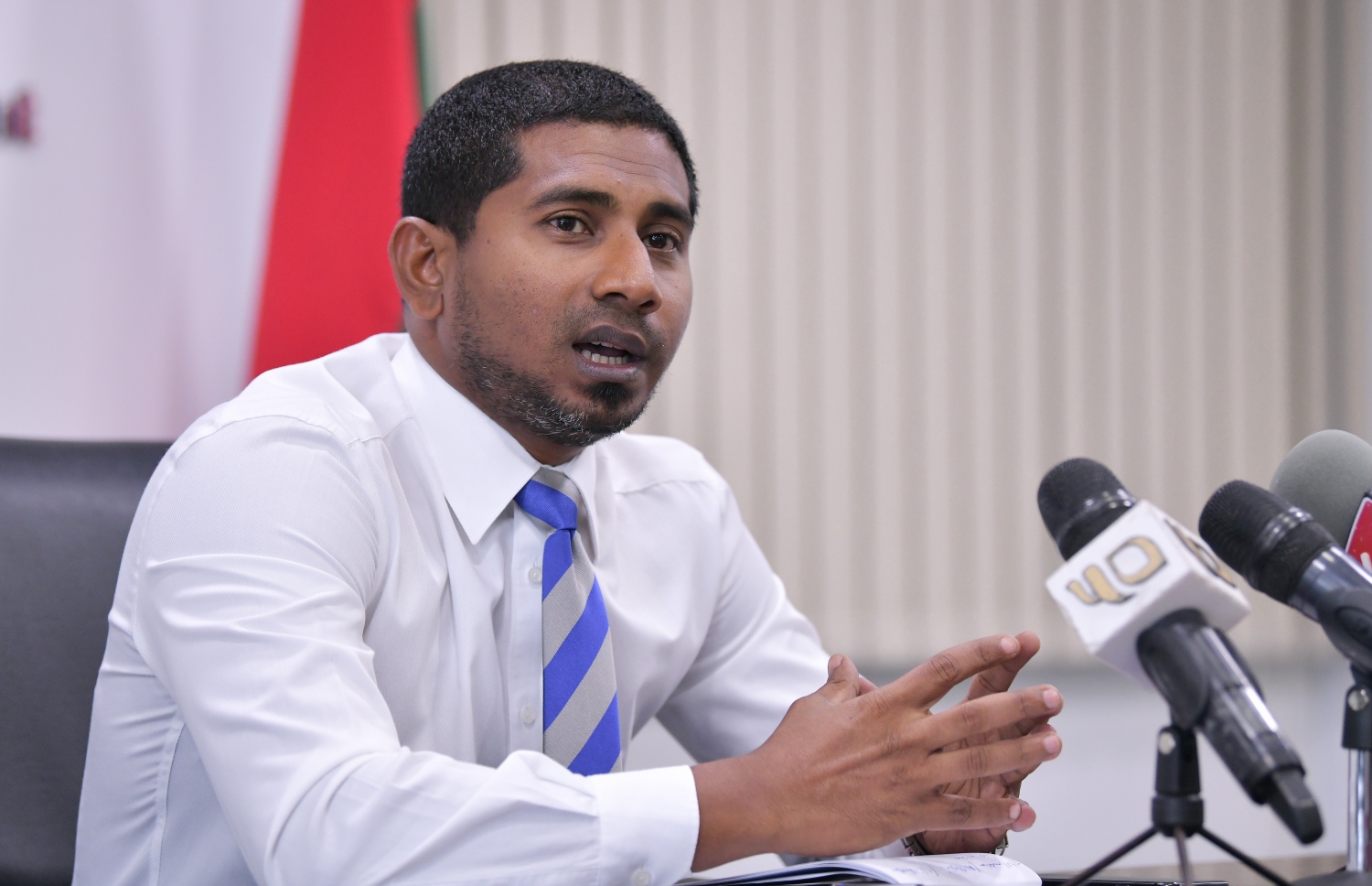 މަހްލޫފު ޕްރެސް ކޮންފަރެންސެއްގައި ވާހަކަދައްކަވަނީ -- ފައިލް ފޮޓޯ: ނިޝާން އަލީ