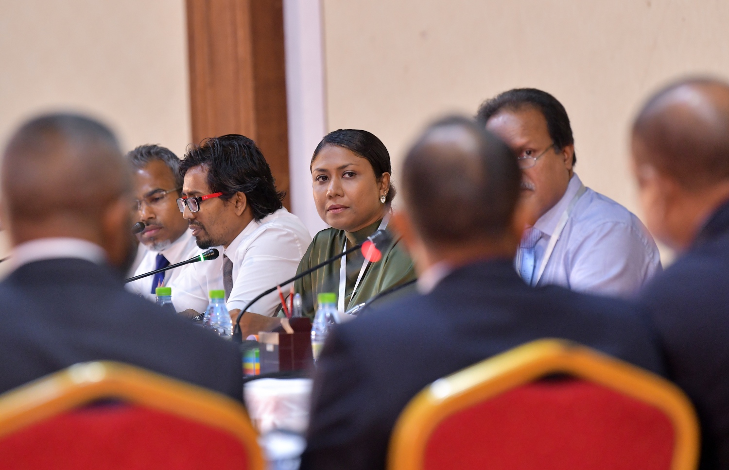 މާލެ- 20 ޖޫން 2019: ސުޕްރީމް ކޯޓުގެ ފަނޑިޔާރު އަބްދުﷲ ދީދީމަައްޗަށް ކުރާ ތުހުމަތުތަކާ ގުޅޭ ގޮތުން ޖުޑިޝަލް ސާވިސް ކޮމިޝަނުން ބަލަމުން އަންނަ މައްސަލައިގެ ފުރަތަމަ އަޑުއެހުމުގެ ތެރެއިން އެކޮމިޝަންގެ މެމްބަރު މިއަދު ތަހުގީގު ކުރިޔަށް ގެންދަނީ--. ފޮޓޯ: ނިޝާން އަލީ/މިހާރު