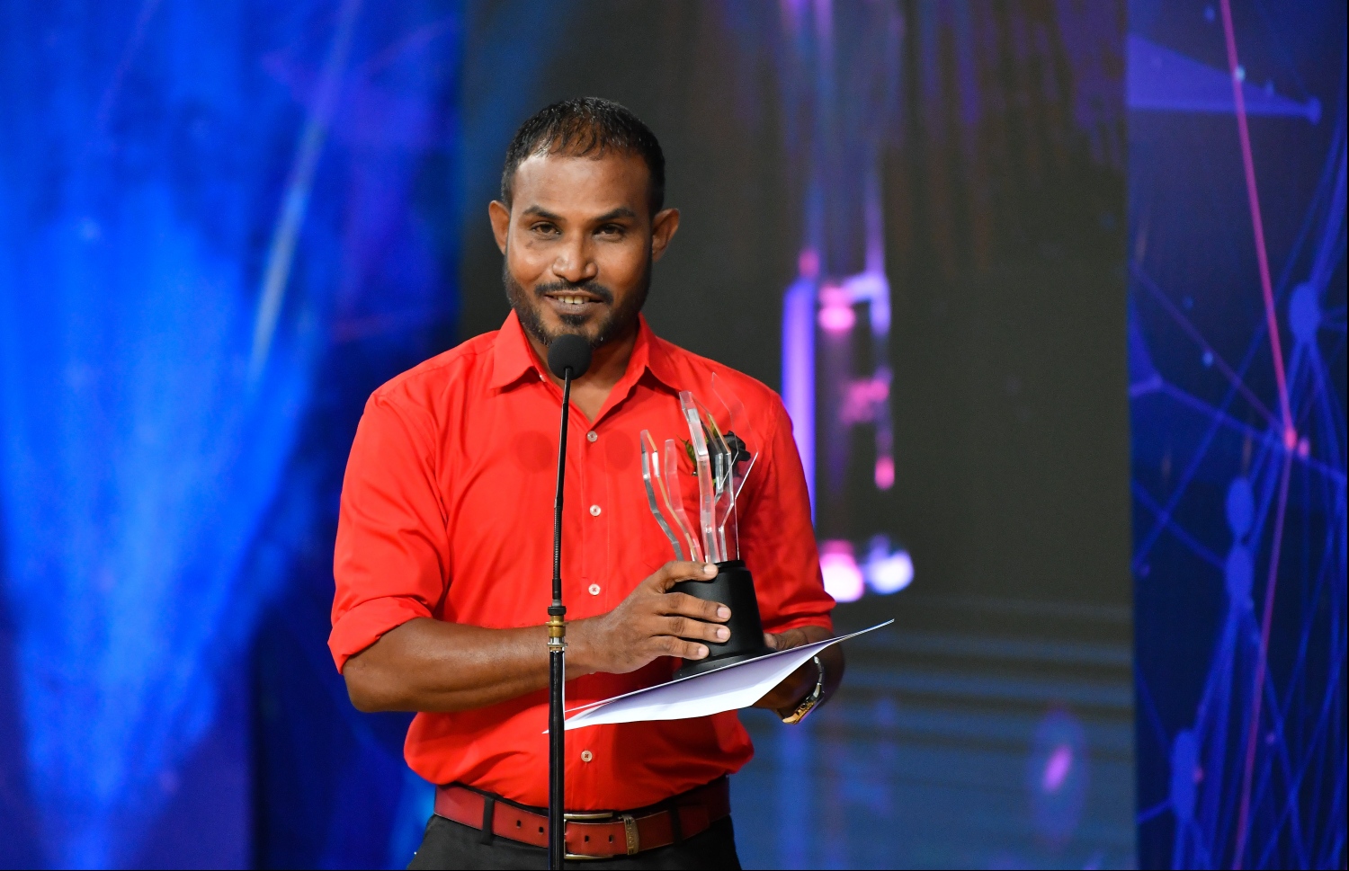 މާލެ: ޖޫން 21، 2019- ޕީއެސްއެމް އޮފީސްތަކުގެ ޓެލެޑްރާމާ މުބާރާތުގެ އެވޯޑު ދިނުމުގެ ހަފުލާގެ ތެރެއިން.---ފޮޓޯ: ހުސައިން ވަހީދު/މިހާރު