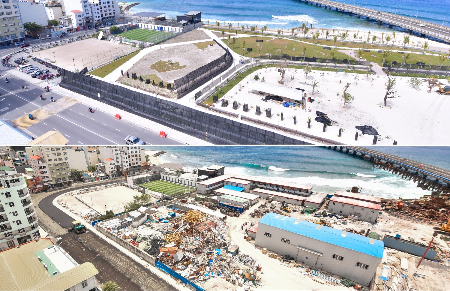 ބްރިޖް މަޝްރޫއުއަށް ހެންވޭރު ޕާކް ބޭނުންކުރި ގޮތާއި މިހާރު އެތަނަށް ގެންނަ ބަދަލުތައް --މިހާރު ފޮޓޯ: ހުސެން ވަހީދު