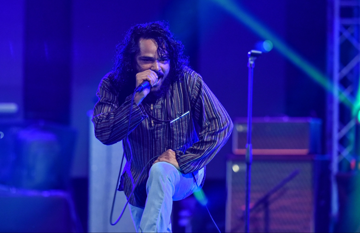 މާލެ: ޖުލައި 28، 2019- މި އަހަރުގެ މިނިވަން ދުވަހުގެ މުނާސަބަތުގައި "ދިވެހި ފަންނާނުންގެ މިއުޒިކީ އީދު" ގެ ނަމުގައި ކާނިވާ ސަރަހައްދުގައި ބޭއްވި މިއުޒިކް ޝޯގެ ތެރެއިން.---ފޮޓޯ: ހުސައިން ވަހީދު/މިހާރު