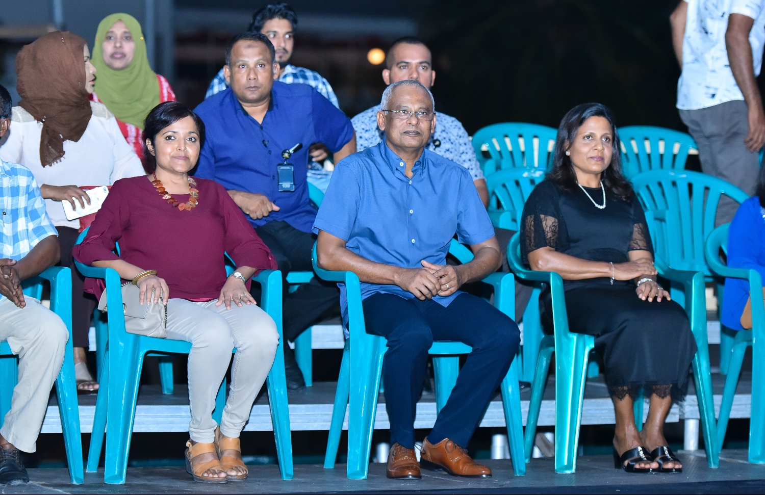 މާލެ: ޖުލައި 28، 2019- މި އަހަރުގެ މިނިވަން ދުވަހުގެ މުނާސަބަތުގައި "ދިވެހި ފަންނާނުންގެ މިއުޒިކީ އީދު" ގެ ނަމުގައި ކާނިވާ ސަރަހައްދުގައި ބޭއްވި މިއުޒިކް ޝޯގެ ތެރެއިން.---ފޮޓޯ: ހުސައިން ވަހީދު/މިހާރު