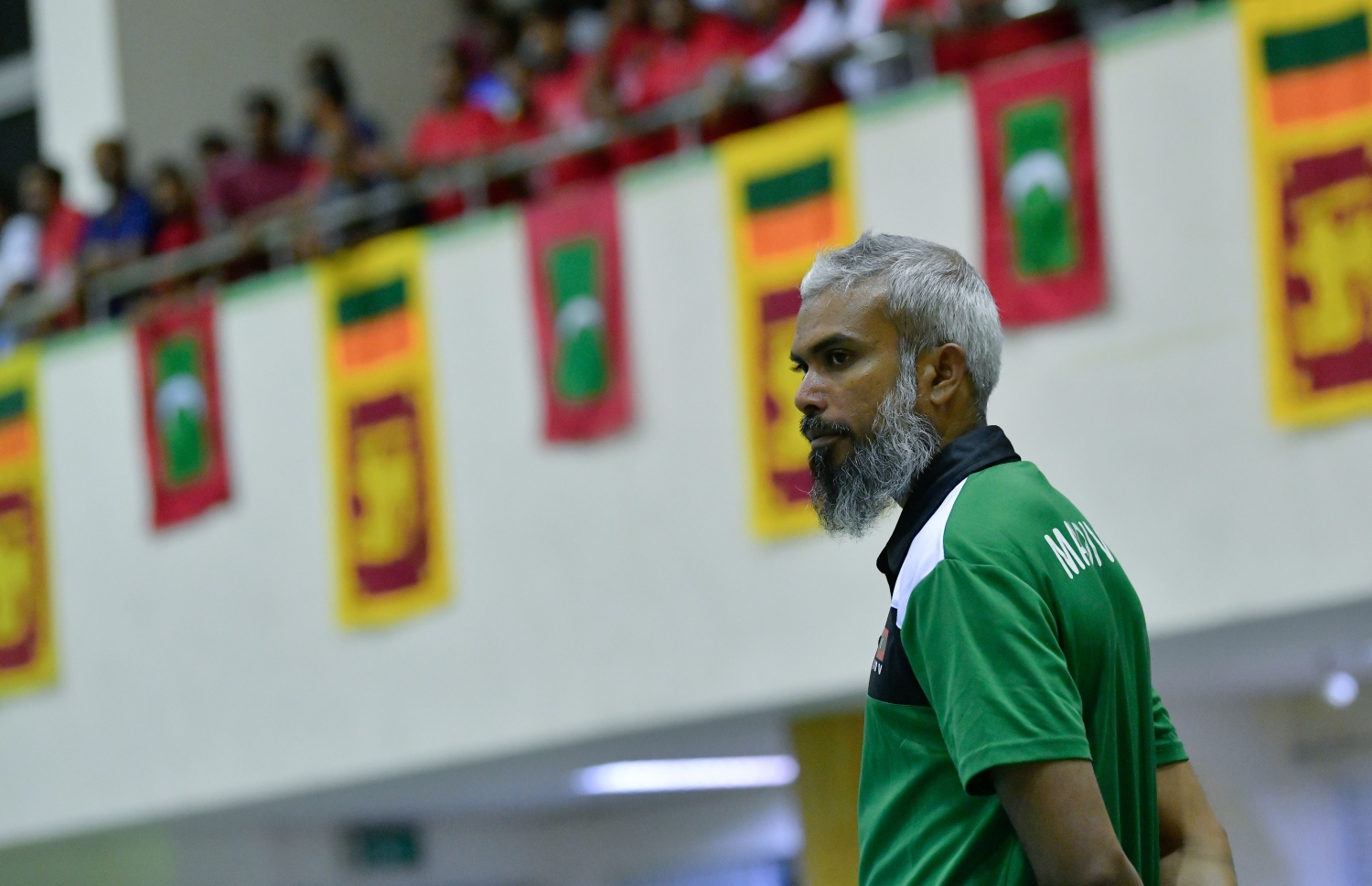 ގައުމީ ވޮލީ ޓީމުގެ ކޯޗު މުހައްމަދު ސާޖިދު (ކާއްޓެ). -- ފޮޓޯ: ނިޝާން އަލީ/ މިހާރު