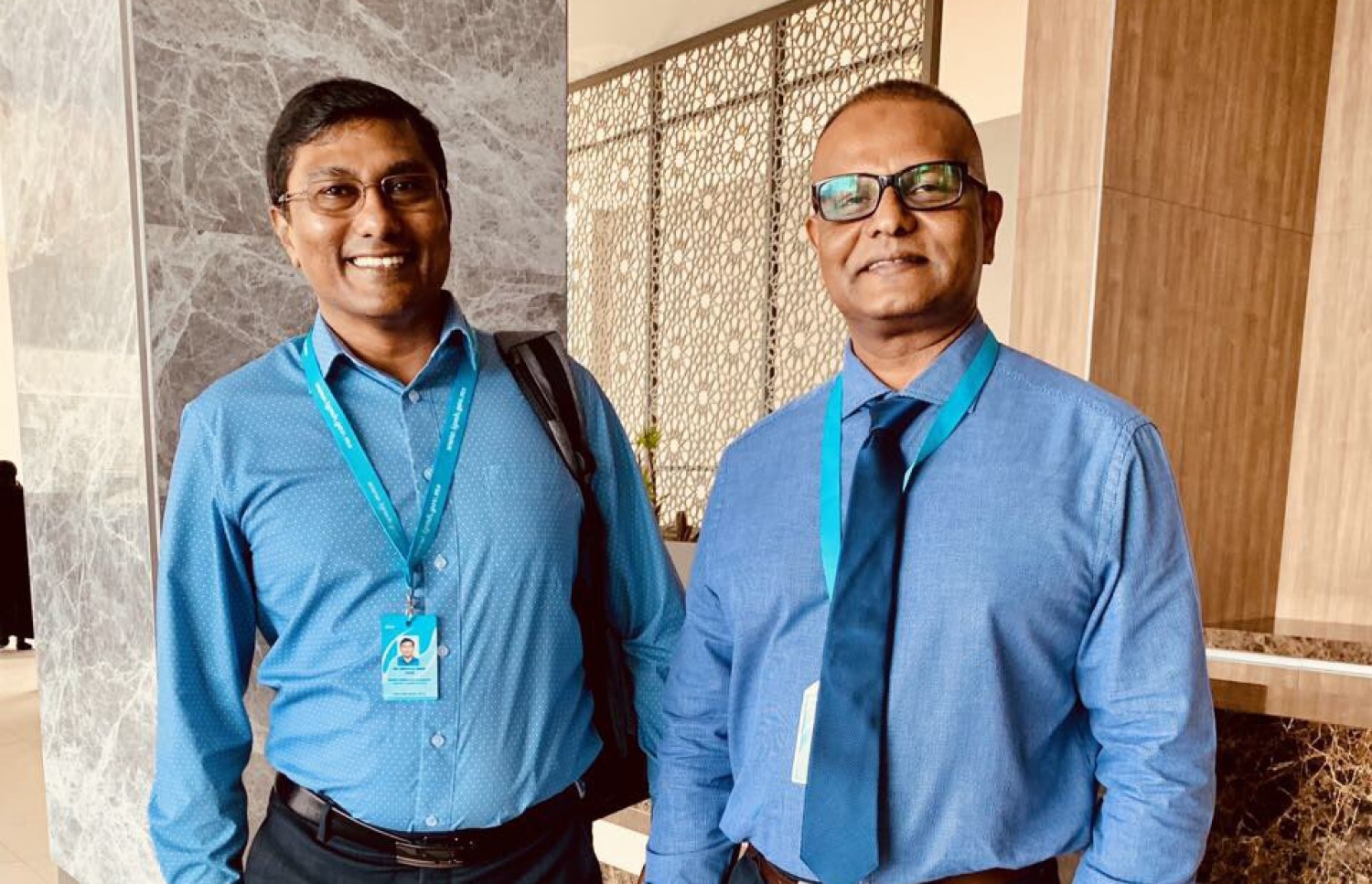 އައިޖީއެމްއެޗްގެ ސީއީއޯ ބަންދު އިބްރާހިމް ސަލީމް (ކ) އާއި ޑރ. އުބައިދު ފޮޓޯ އަކަށް ހުއްޓި ވަޑައިގެން.