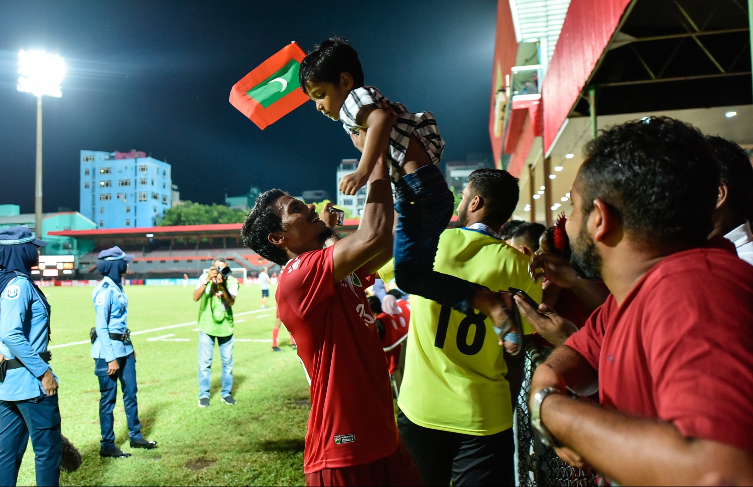 މާލެ: ސެޕްޓެމްބަރު 10، 2019: ވޯލްޑް ކަޕް ކޮލިފައިންގައި ދިވެހިރާއްޖެއާޢި ޗައިނާ ވާދަކުރި މެޗުގެ ތެރެއިން: މިމެޗު 5-0 އިން ކާމިޔާބުކުރީ ޗައިނާ.---ފޮޓޯ: ހުސައިން ވަހީދު /މިހާރު