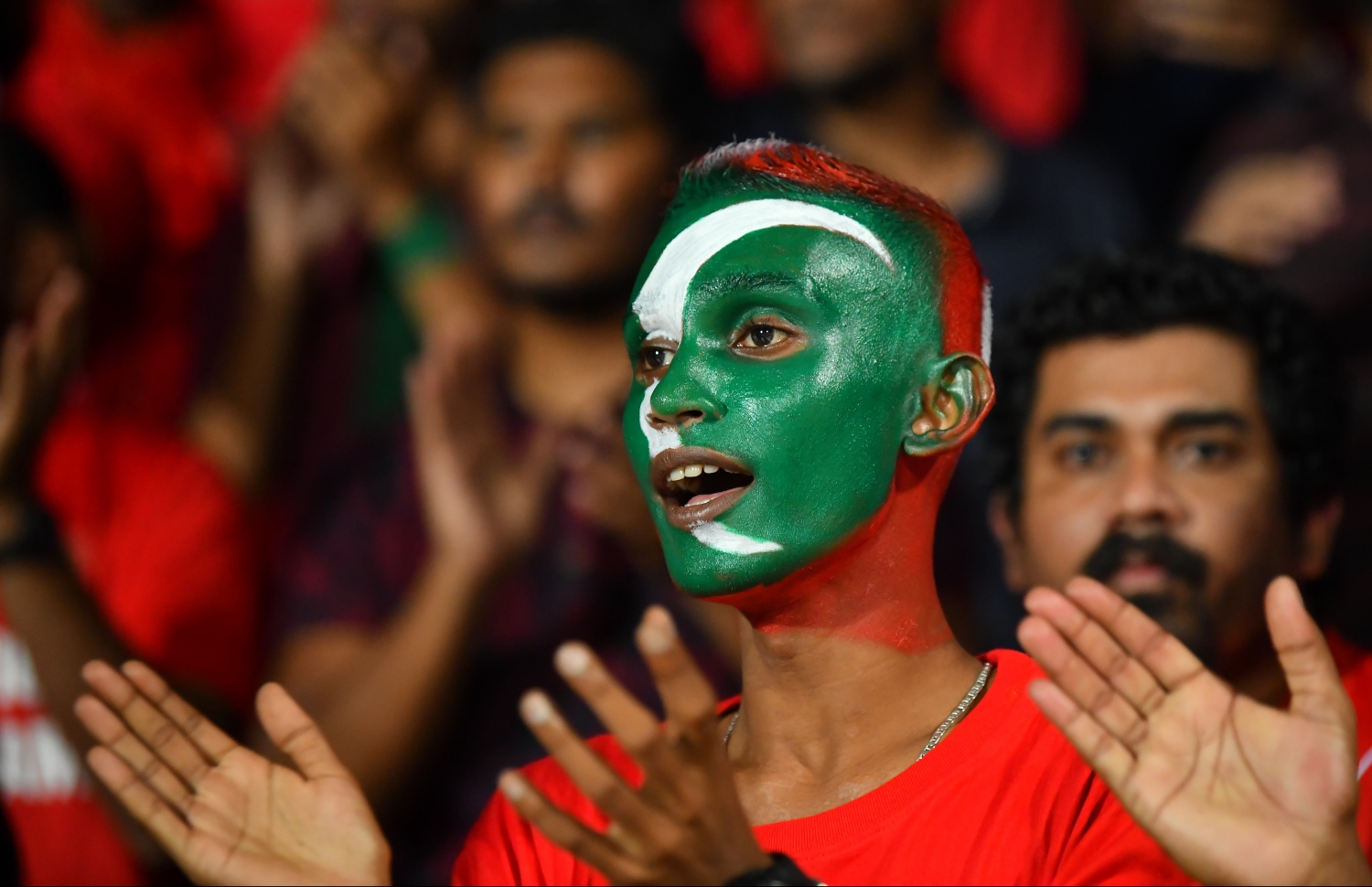 މާލެ: ސެޕްޓެމްބަރު 10، 2019: ވޯލްޑް ކަޕް ކޮލިފައިންގައި ދިވެހިރާއްޖެއާޢި ޗައިނާ ވާދަކުރި މެޗުގެ ތެރެއިން: މިމެޗު 5-0 އިން ކާމިޔާބުކުރީ ޗައިނާ.---ފޮޓޯ: ހުސައިން ވަހީދު /މިހާރު