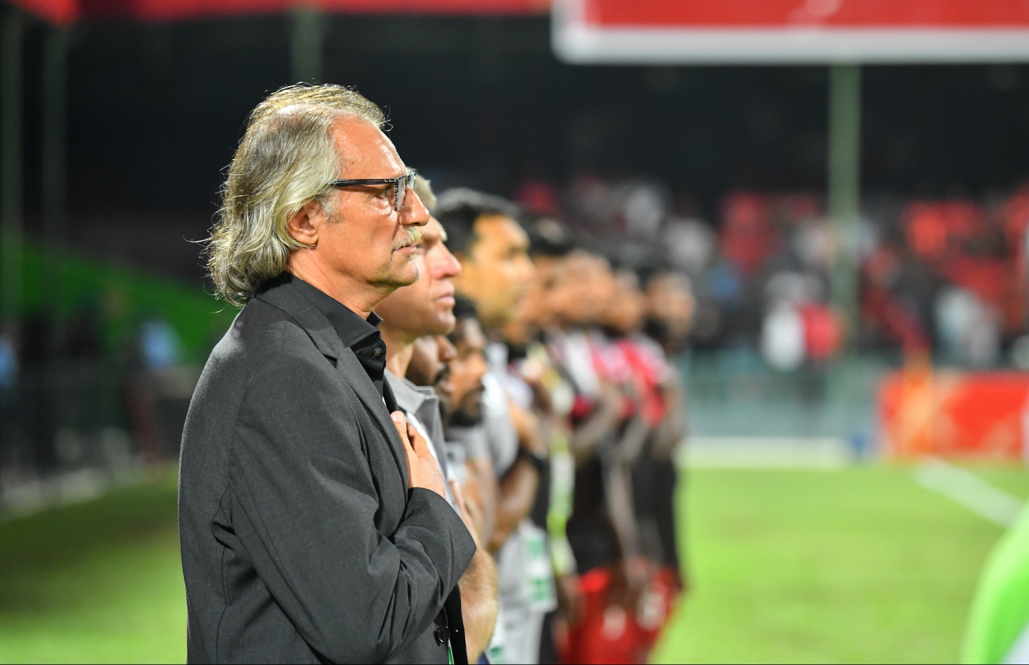 މާލެ: ސެޕްޓެމްބަރު 10، 2019: ވޯލްޑް ކަޕް ކޮލިފައިންގައި ދިވެހިރާއްޖެއާޢި ޗައިނާ ވާދަކުރި މެޗުގެ ތެރެއިން: މިމެޗު 5-0 އިން ކާމިޔާބުކުރީ ޗައިނާ.---ފޮޓޯ: ހުސައިން ވަހީދު /މިހާރު