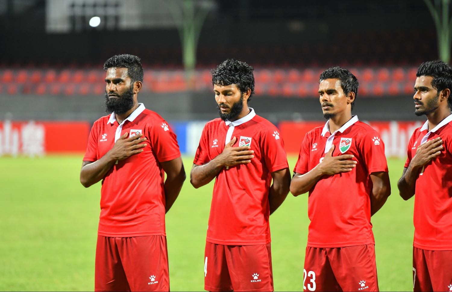 މާލެ: ސެޕްޓެމްބަރު 10، 2019: ވޯލްޑް ކަޕް ކޮލިފައިންގައި ދިވެހިރާއްޖެއާޢި ޗައިނާ ވާދަކުރި މެޗުގެ ތެރެއިން: މިމެޗު 5-0 އިން ކާމިޔާބުކުރީ ޗައިނާ.---ފޮޓޯ: ހުސައިން ވަހީދު /މިހާރު