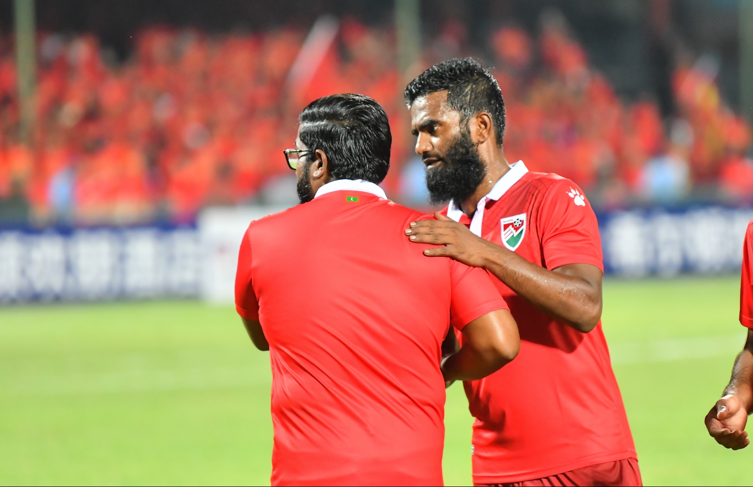 މާލެ: ސެޕްޓެމްބަރު 10، 2019: ވޯލްޑް ކަޕް ކޮލިފައިންގައި ދިވެހިރާއްޖެއާޢި ޗައިނާ ވާދަކުރި މެޗުގެ ތެރެއިން: މިމެޗު 5-0 އިން ކާމިޔާބުކުރީ ޗައިނާ.---ފޮޓޯ: ހުސައިން ވަހީދު /މިހާރު