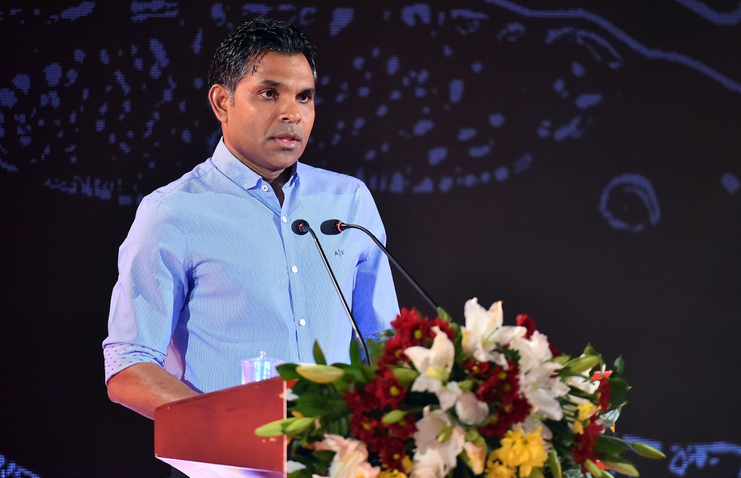 މާލެ: ސެޕްޓެމްބަރު 16، 2019: އުފެއްދުންތެރިކަމުގެ ގައުމީ މައުރަޒު، "ފަންނު އެކްސްޕޯ 2019" ލޯންޗުކުރުމުގެ ގޮތުން ނެޝަނަލް އާޓް ގެލަރީގައި ބޭއްވި ރަސްމިއްޔާތުގައި ނައިބު ރައީސް ފައިސަލް ނަސީމް ވާހަކަ ދައްކަވަނީ.-- ފޮޓޯ: ރައީސް އޮފީސް