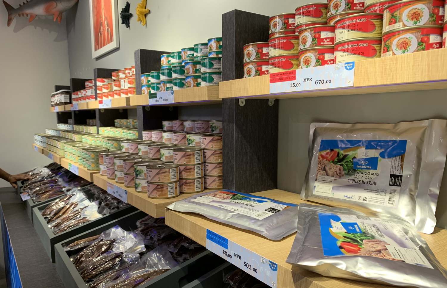 ސީ ފުޑް ޕްލަސް އިން ލިބެން ހުންނަ މަހުގެ ބައެއް އުފެއްދުންތައް-- ފޮޓޯ: މިހާރު