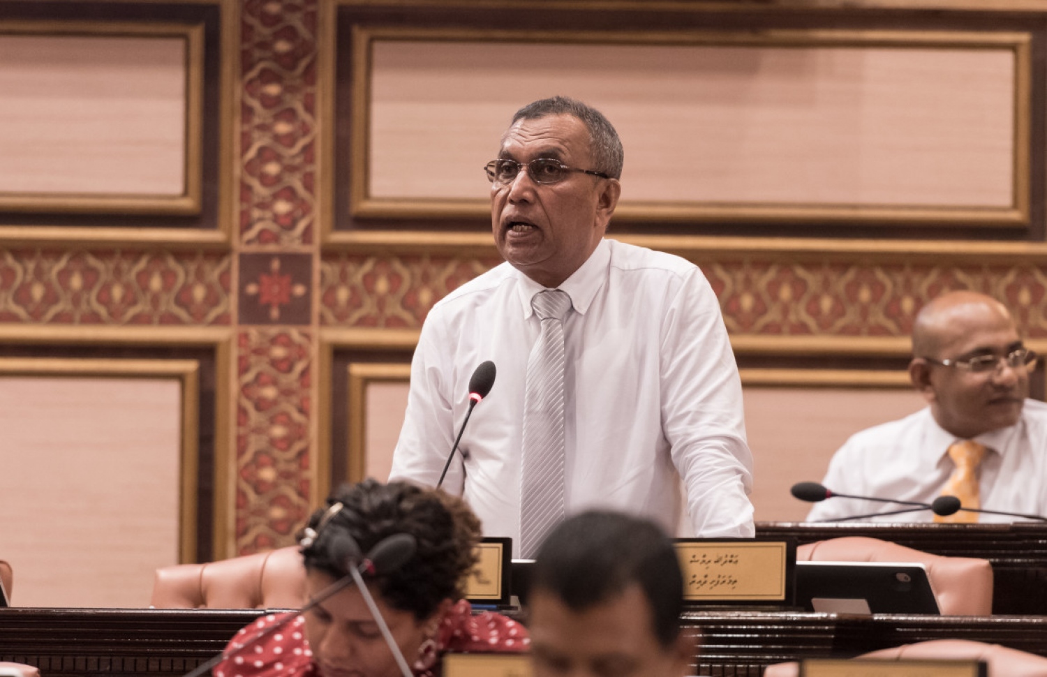 ވިލުފުށީ ދާއިރާގެ މެމްބަރު ހަސަން އަފީފް މަޖިލިހުގެ މިއަދުގެ ޖަލްސާގައި ވާހަކަ ދައްކަވަނީ. --- ފޮޓޯ: މަޖިލިސް