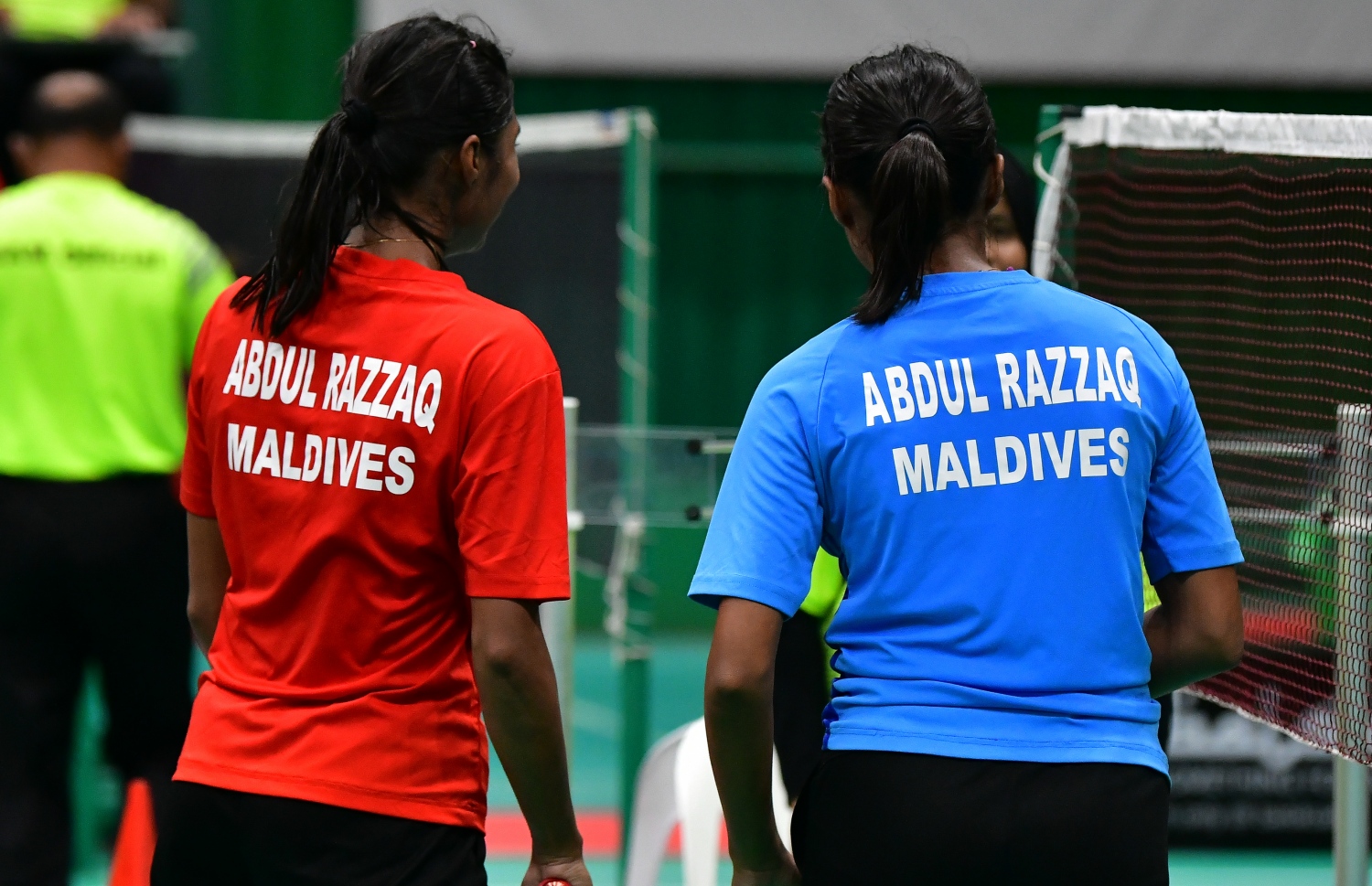 އަންހެން ޑަބަލްސް ބައިން ފައިނަލަށް ދިޔަ ނަބީހާ އާއި ނަބާހާގެ ޕެއާ. -- ފޮޓޯ: ނިޝާން އަލީ/ މިހާރު