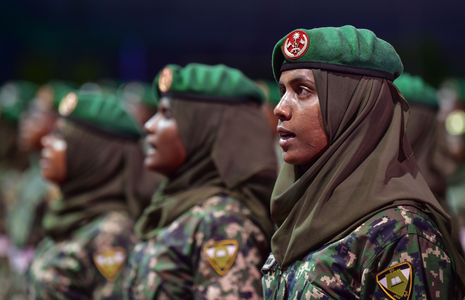 މާލެ: ނޮވެމްބަރު 3، 2019- މި އަހަރުގެ ނަސްރުގެ ދުވަސް ފާހަގަކުރަން އެމްއެންޑީއެފުން ބޭއްވި ޚާއްސަ ޖަލްސާގައި ބައިވެރިވި ބައެއް ސިފައިން..--- ފޮޓޯ: ނިޝާން އަލީ/މިހާރު