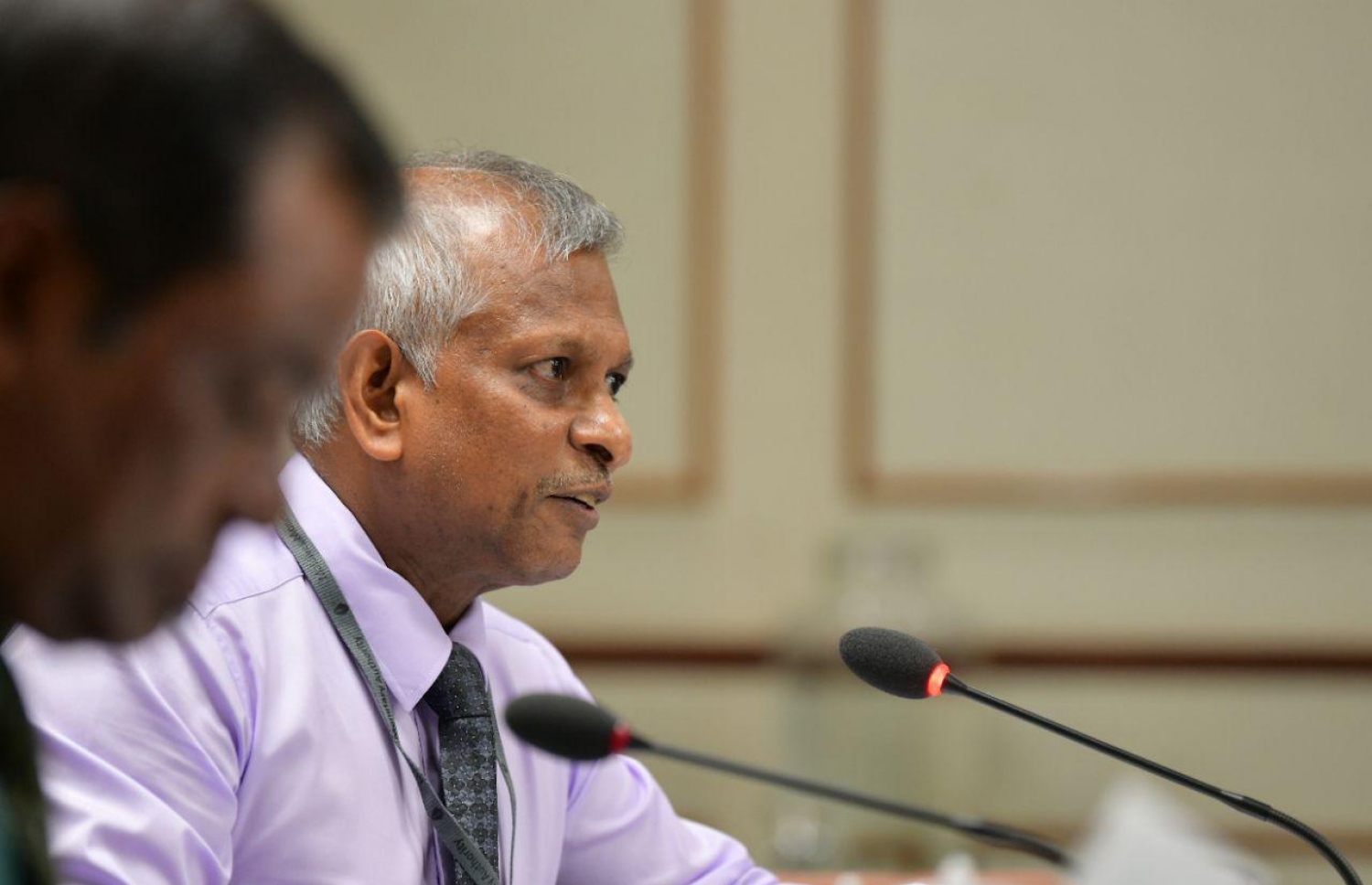 އެމްއެމްއޭގެ ގަވަރުނަރު އަލީ ހާޝިމް ބަޖެޓް ކޮމިޓީ ގައި މިއަދު ވާހަކަ ދައްކަވަނީ.---ފޮޓޯ: ހުސައިން ވަހީދު/މިހާރު