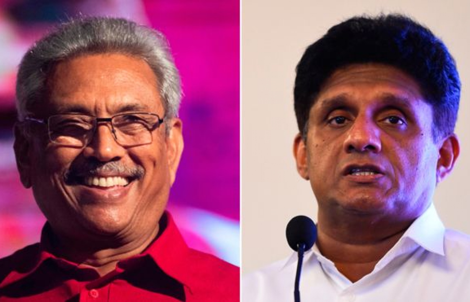 އެސްއެލްޕީޕީގެ ކެންޑިޑޭޓް ގޯޓާބޭ (ވ) އާއި ޔޫއެންޕީގެ ކެންޑިޑޭޓް ސަޖިތު. --ފޮޓޯ: އޭއެފްޕީ