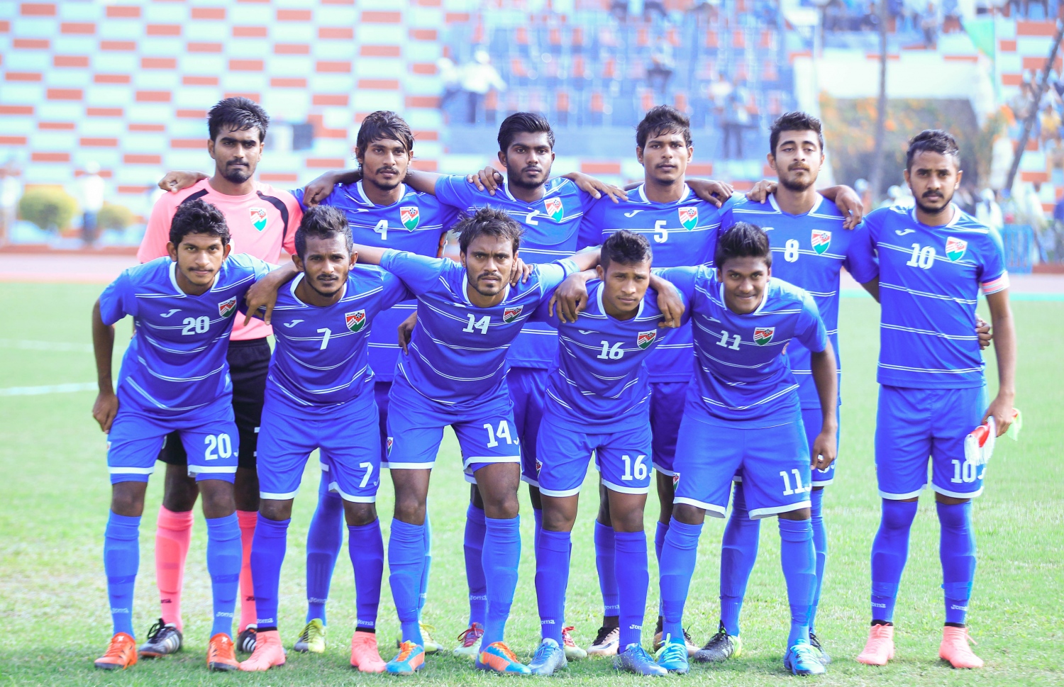 2016 ވަނަ އަހަރުގެ ސައުތު އޭޝިއަން ގޭމްސްގައި ލަންކާއާ ދެކޮޅަށް ނުކުތް ރާއްޖޭގެ ފުރަތަމަ އެގާރަ. -- ފޮޓޯ: އިމޭޖަސް.އެމްވީ