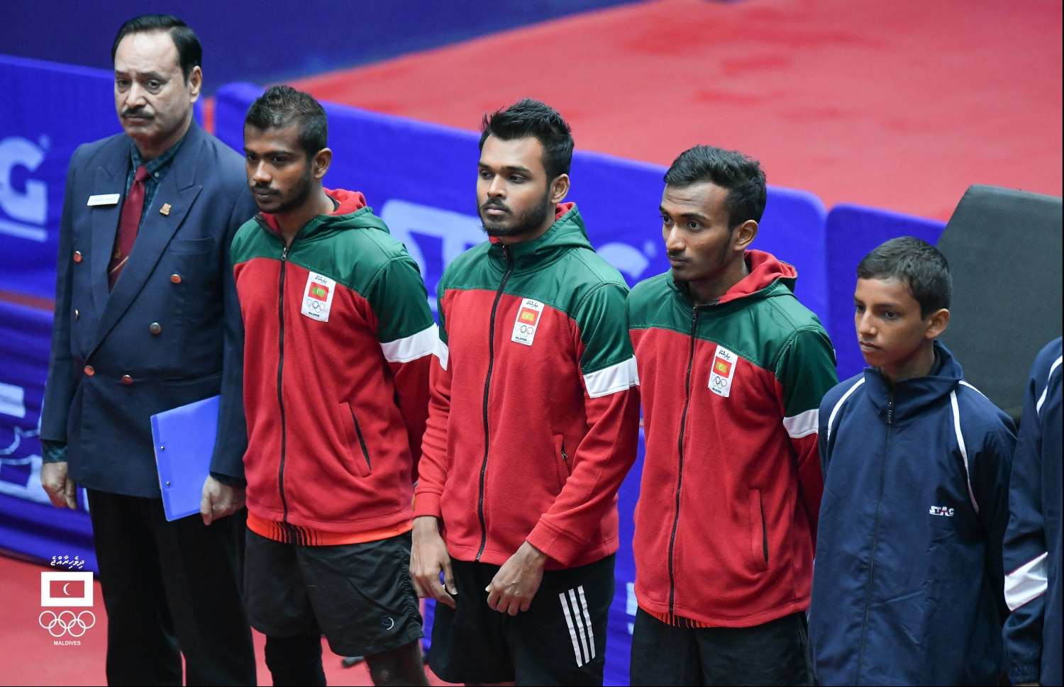 ސައުތު އޭޝިއަން ގޭމްސްގައި ސްރީ ލަންކާއާ ދެކޮޅަށް ކުޅެން ޝައްފާން (ކ-2) އާއި ޒީސްތު (ކ-3) އަދި މުންސިފް  (ވ-2) ތައްޔާރުވެފައި. -- ފޮޓޯ: އެމްއޯސީ/ ހުސެއިން ވަހީދު