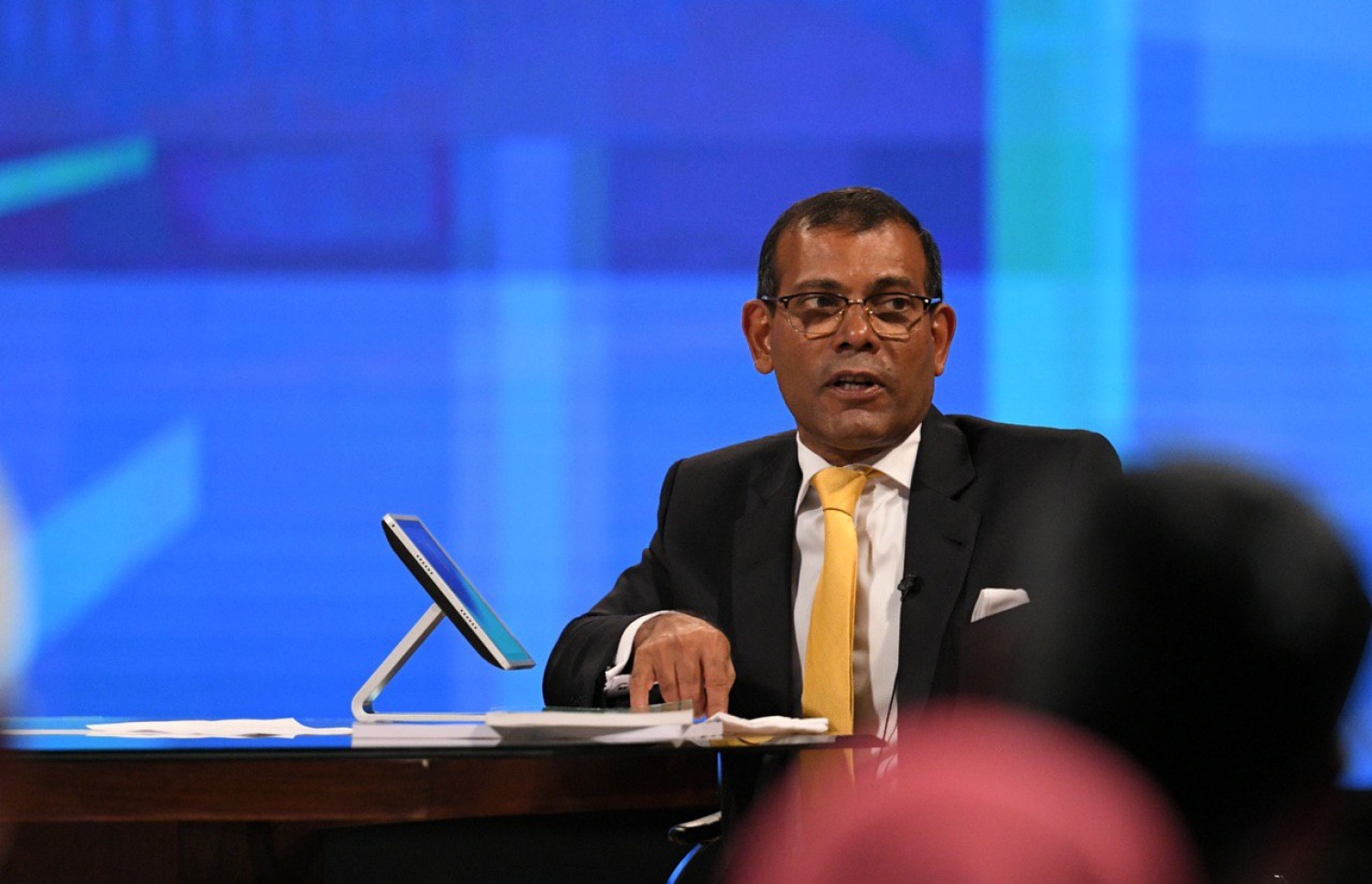 ރައްޔިތުންގެ މަޖިލިހުގެ ރައީސް މުހައްމަދު ނަޝީދު މިރޭ ވާހަކަފުޅު ދައްކަވަނީ:  އާންމުންގެ ގިނަ ބަޔަކު ކުރި އެއް ސުވާލަކީ ބަރުލަމާނީ ނިޒާމާ ބެހޭ ގޮތުން.--- ފޮޓޯ: މަޖިލިސް